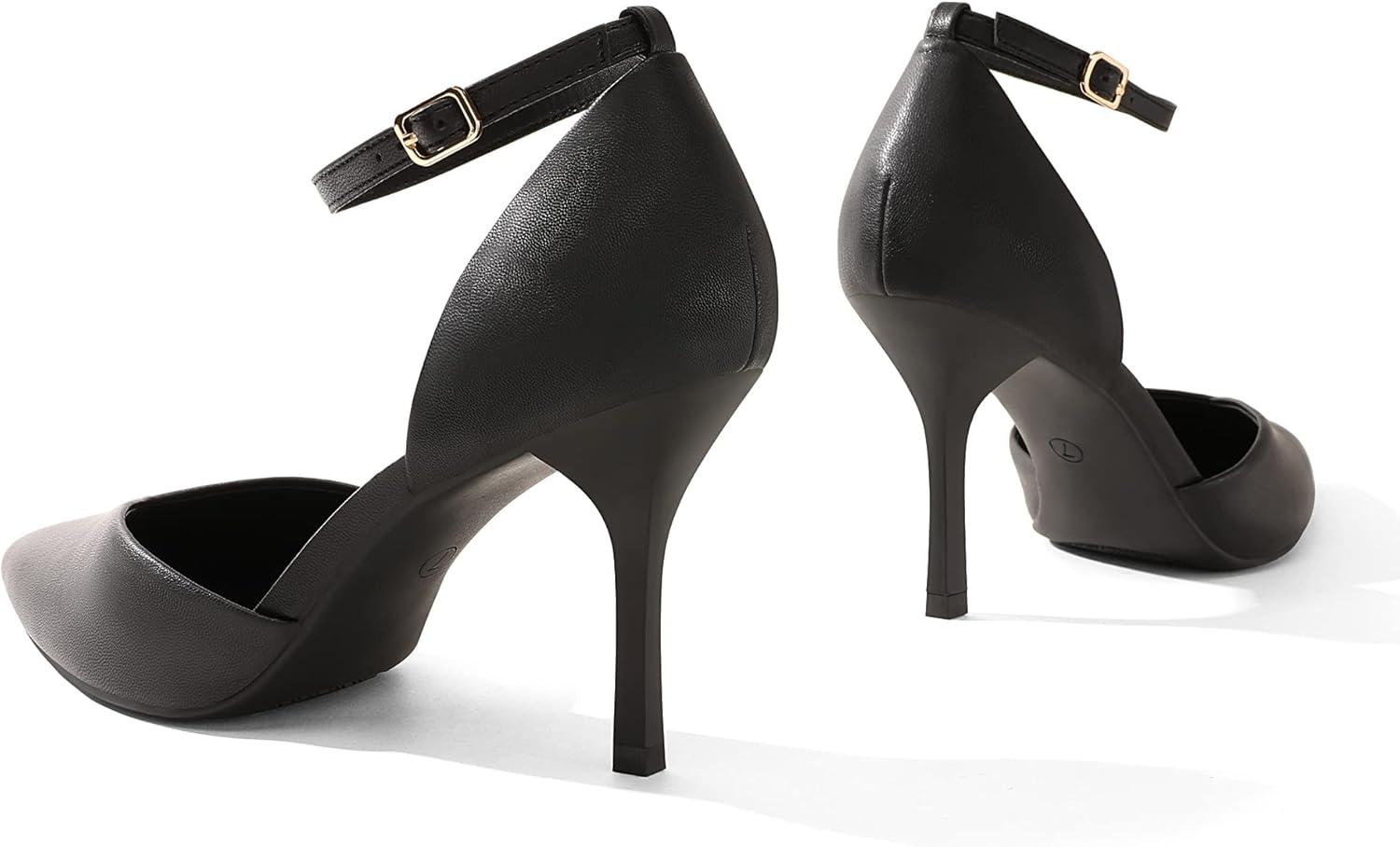 imageDREAM PAIRS Womens High Heels Strappy Closed Toe Stiletto Ankle Strap Pointed Toe DOrsay Heel Dress Wedding Party Pumps ShoesBlackPu