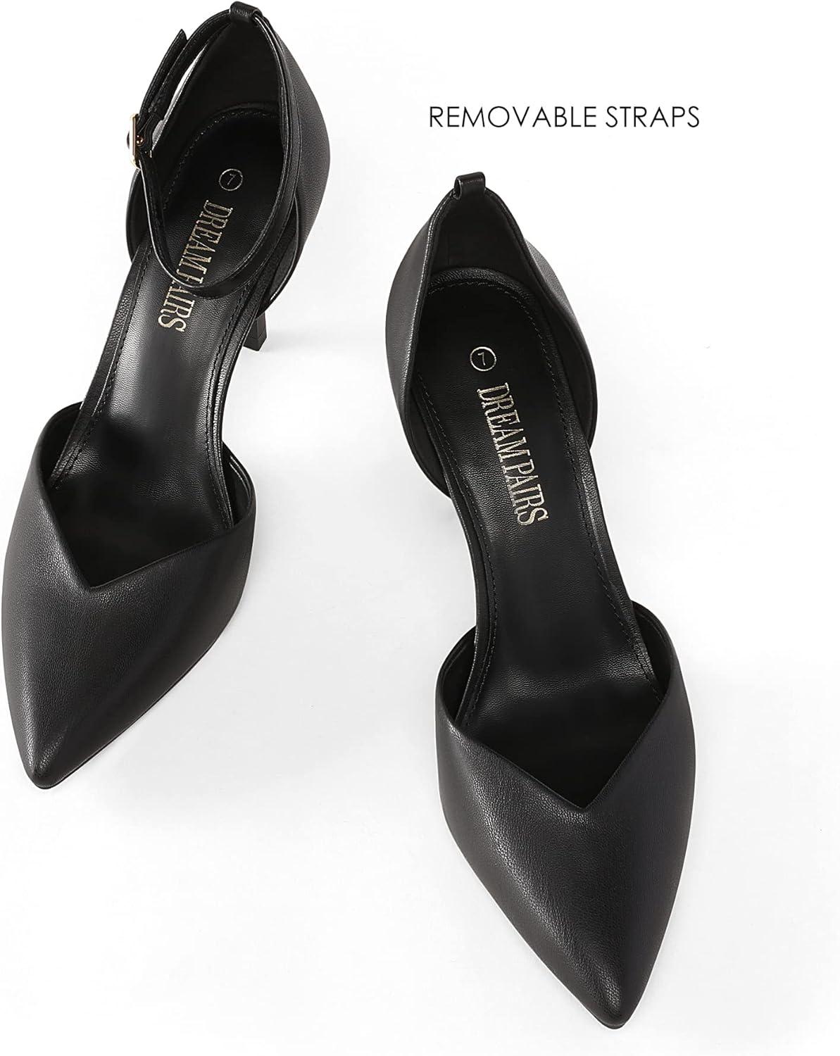 imageDREAM PAIRS Womens High Heels Strappy Closed Toe Stiletto Ankle Strap Pointed Toe DOrsay Heel Dress Wedding Party Pumps ShoesBlackPu