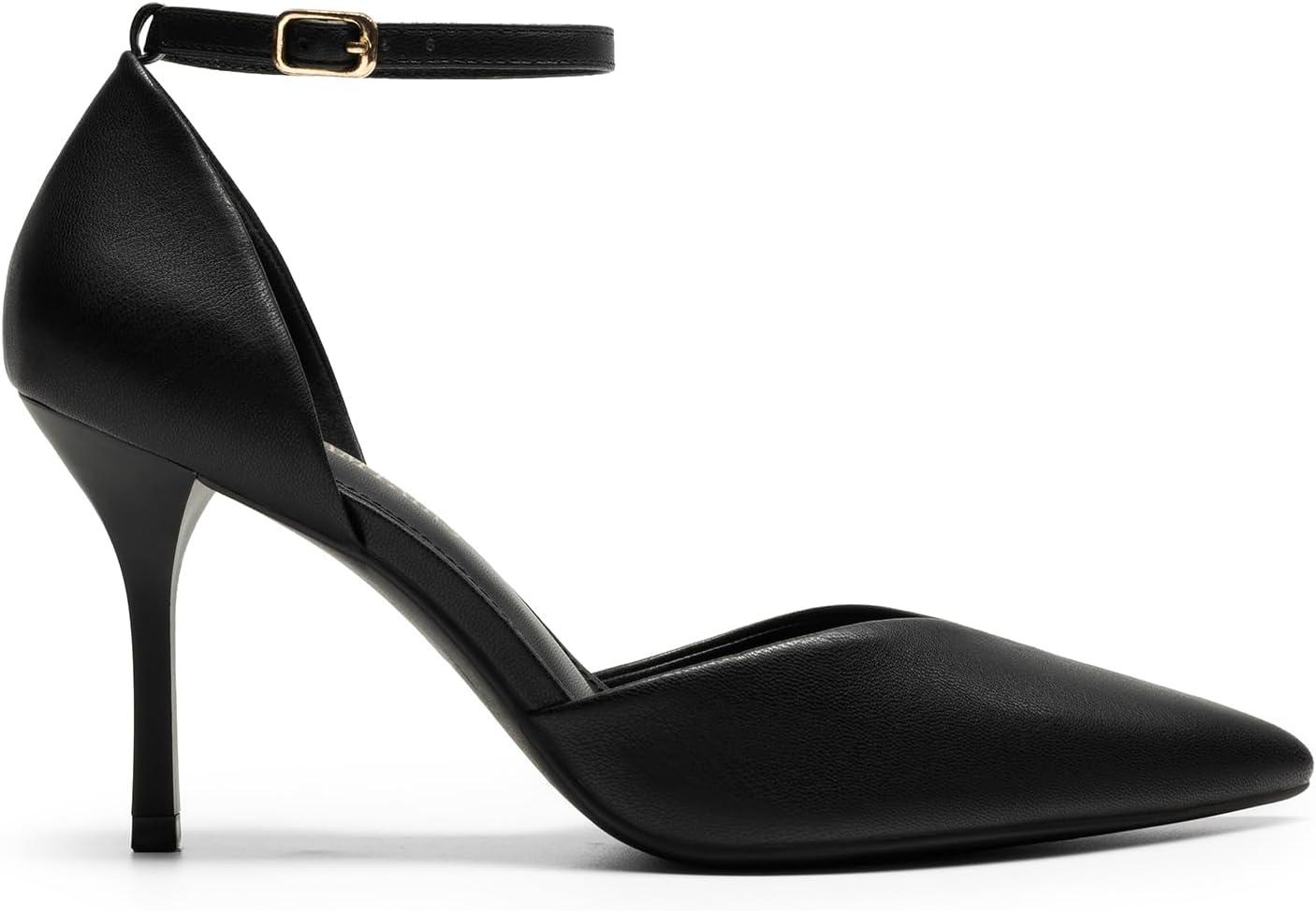 imageDREAM PAIRS Womens High Heels Strappy Closed Toe Stiletto Ankle Strap Pointed Toe DOrsay Heel Dress Wedding Party Pumps ShoesBlackPu