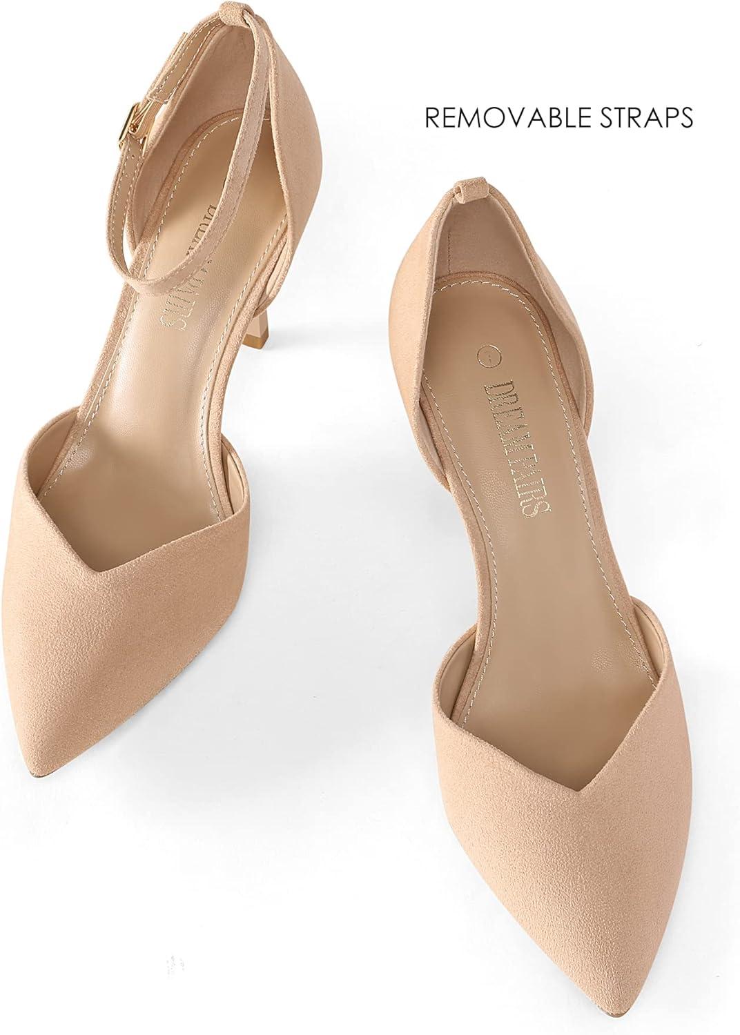 imageDREAM PAIRS Womens High Heels Strappy Closed Toe Stiletto Ankle Strap Pointed Toe DOrsay Heel Dress Wedding Party Pumps ShoesNude