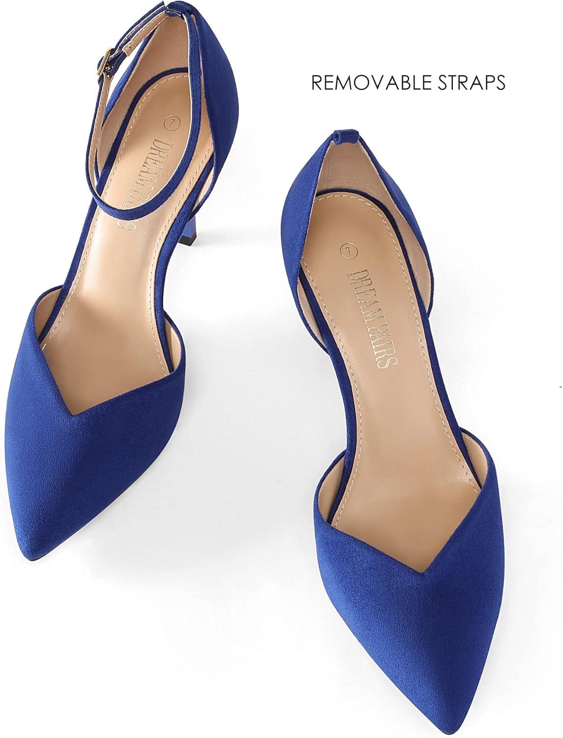 imageDREAM PAIRS Womens High Heels Strappy Closed Toe Stiletto Ankle Strap Pointed Toe DOrsay Heel Dress Wedding Party Pumps ShoesRoyalBlue
