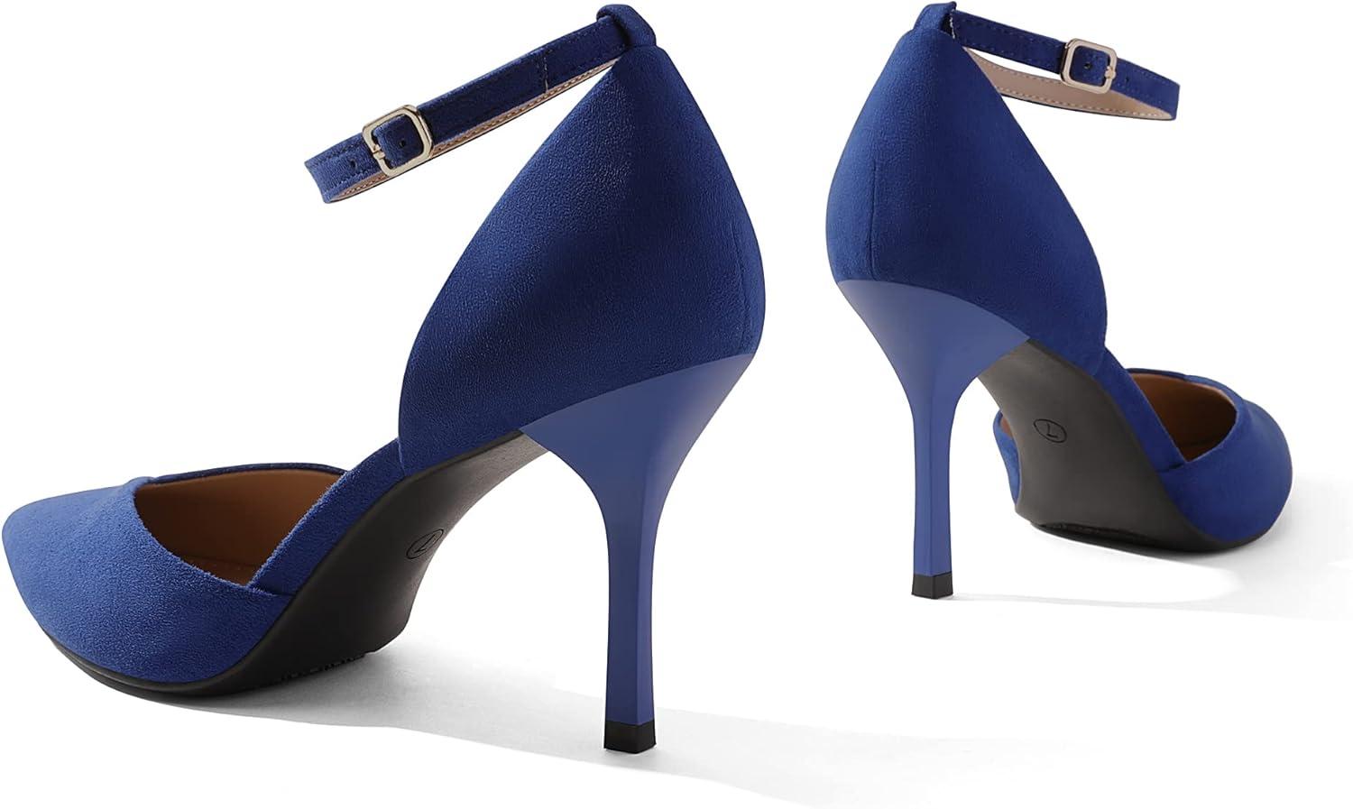 imageDREAM PAIRS Womens High Heels Strappy Closed Toe Stiletto Ankle Strap Pointed Toe DOrsay Heel Dress Wedding Party Pumps ShoesRoyalBlue