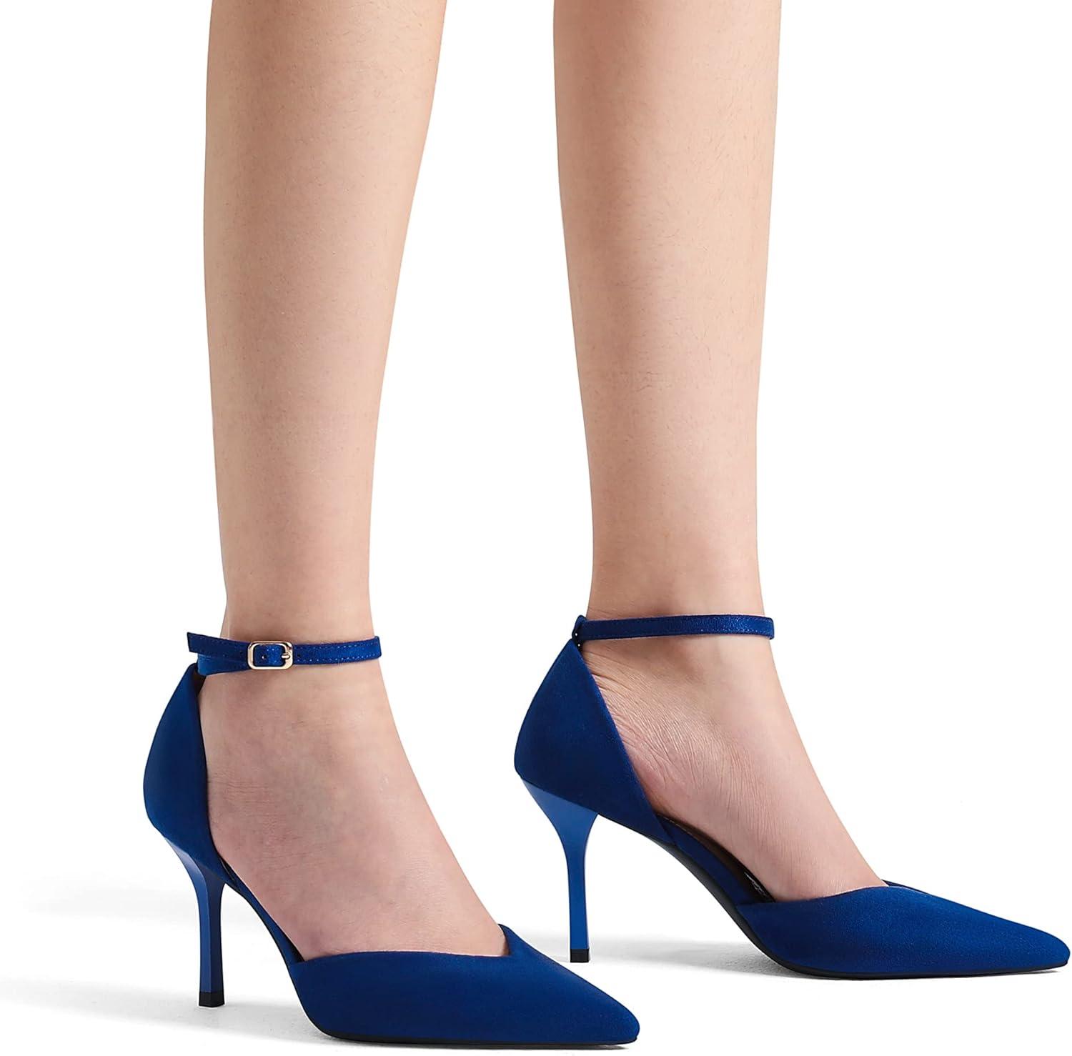 imageDREAM PAIRS Womens High Heels Strappy Closed Toe Stiletto Ankle Strap Pointed Toe DOrsay Heel Dress Wedding Party Pumps ShoesRoyalBlue