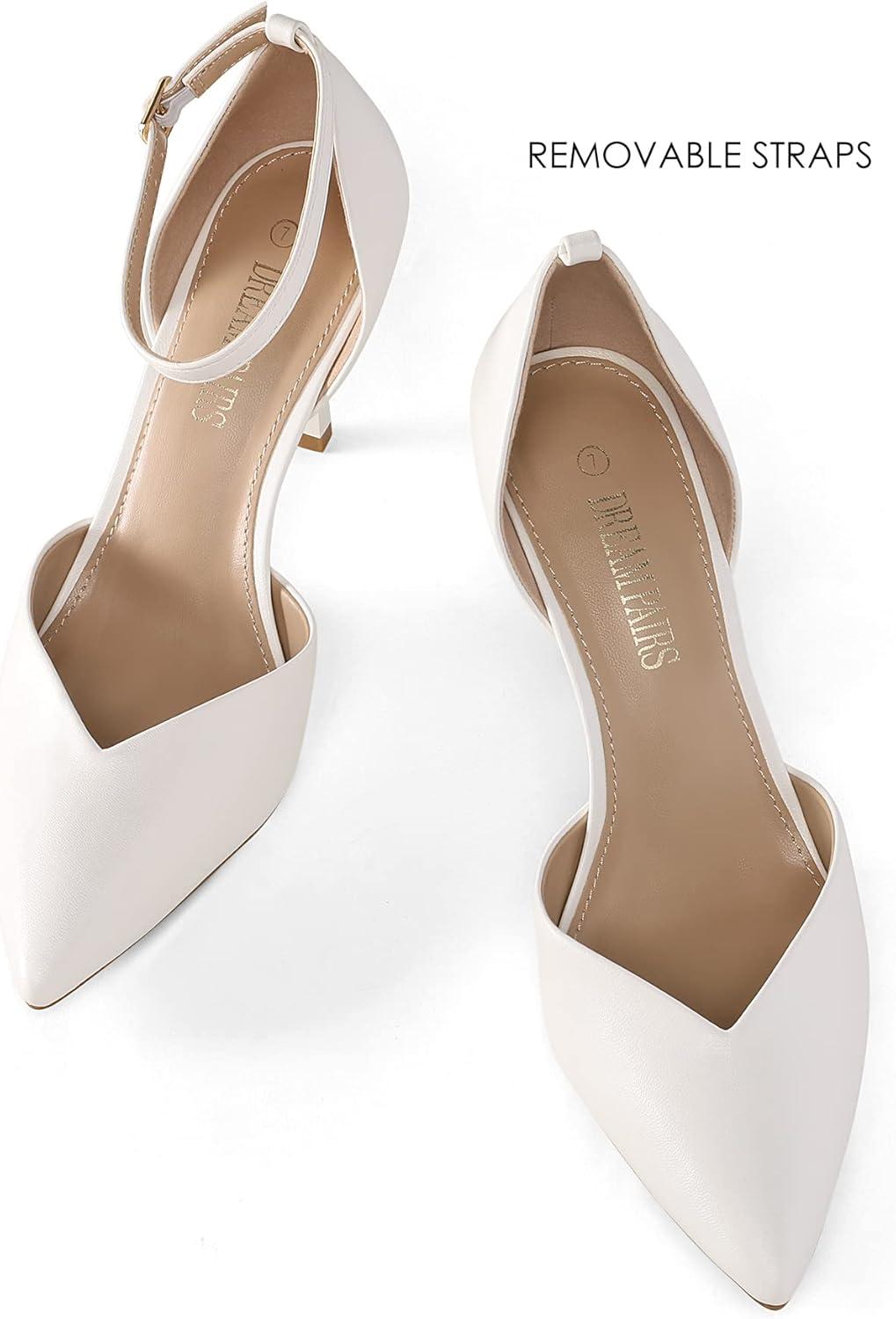 imageDREAM PAIRS Womens High Heels Strappy Closed Toe Stiletto Ankle Strap Pointed Toe DOrsay Heel Dress Wedding Party Pumps ShoesWhitePu