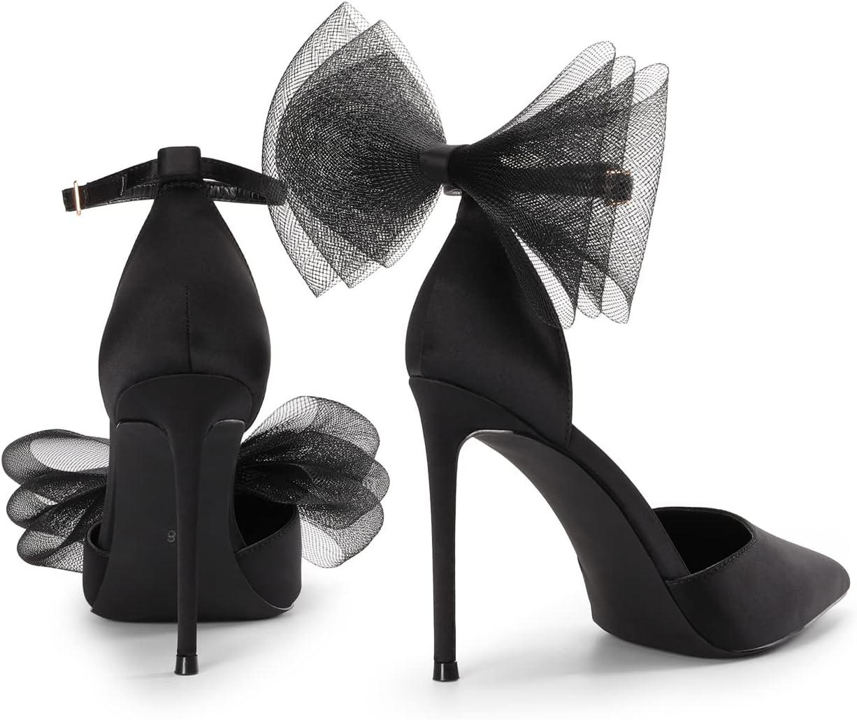 imageDREAM PAIRS Womens High Heels Strappy Closed Toe Stiletto Pointed Toe Mesh Bows Ankle Strap DOrsay Sexy Dress Wedding Party Pumps ShoesBlack