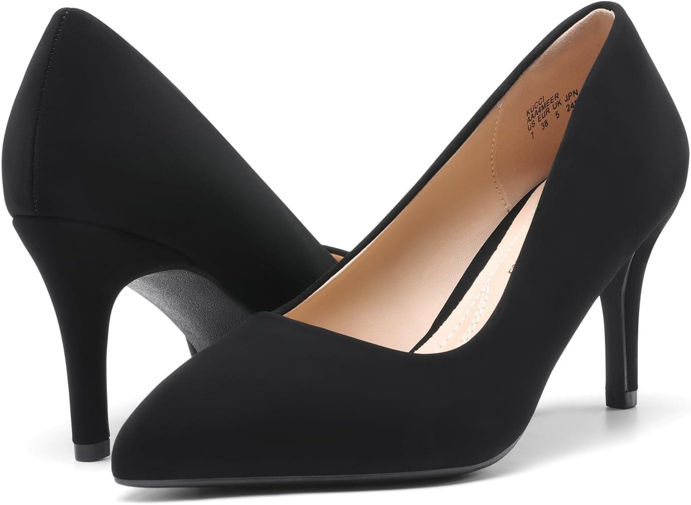 imageDREAM PAIRS Womens High Stiletto Heels Closed Pointed Toe Dress Pumps Shoes for Wedding Work Office Business 3 InchesBlackNubuck