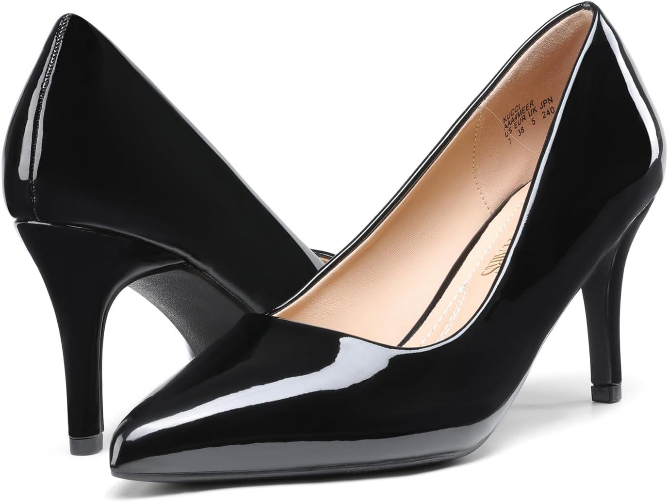 imageDREAM PAIRS Womens High Stiletto Heels Closed Pointed Toe Dress Pumps Shoes for Wedding Work Office Business 3 InchesBlackPat