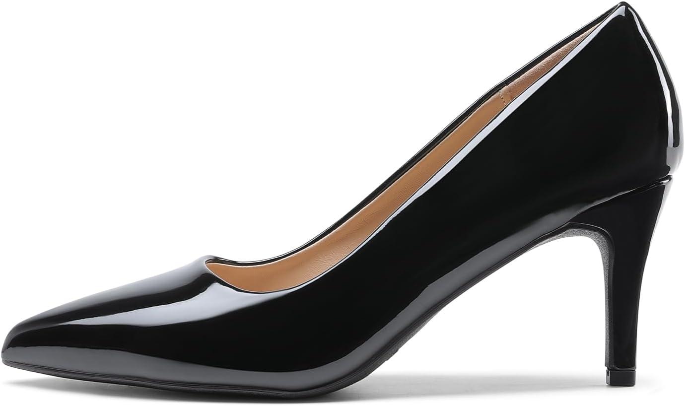 imageDREAM PAIRS Womens High Stiletto Heels Closed Pointed Toe Dress Pumps Shoes for Wedding Work Office Business 3 InchesBlackPat