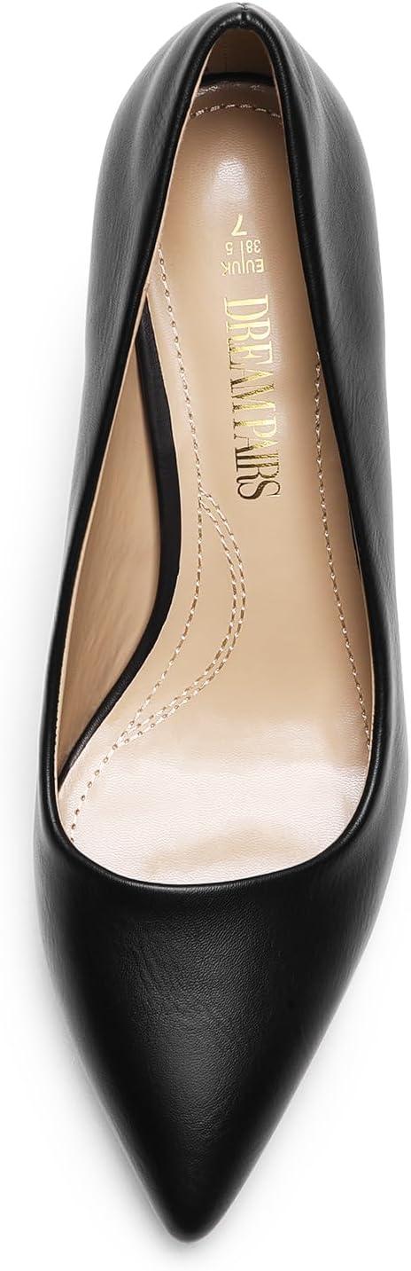 imageDREAM PAIRS Womens High Stiletto Heels Closed Pointed Toe Dress Pumps Shoes for Wedding Work Office Business 3 InchesBlackpu