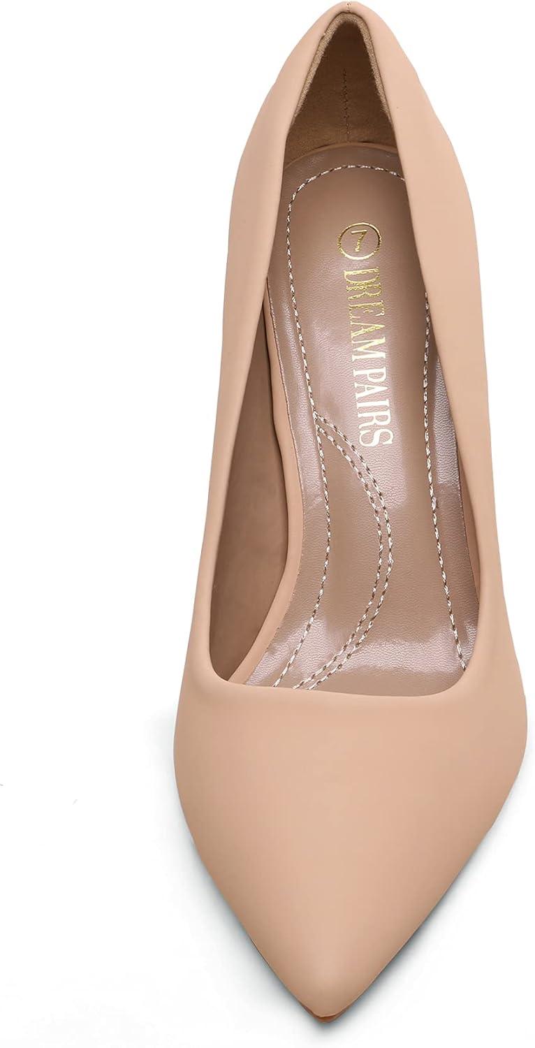 imageDREAM PAIRS Womens High Stiletto Heels Closed Pointed Toe Dress Pumps Shoes for Wedding Work Office Business 3 InchesNudeNubuck