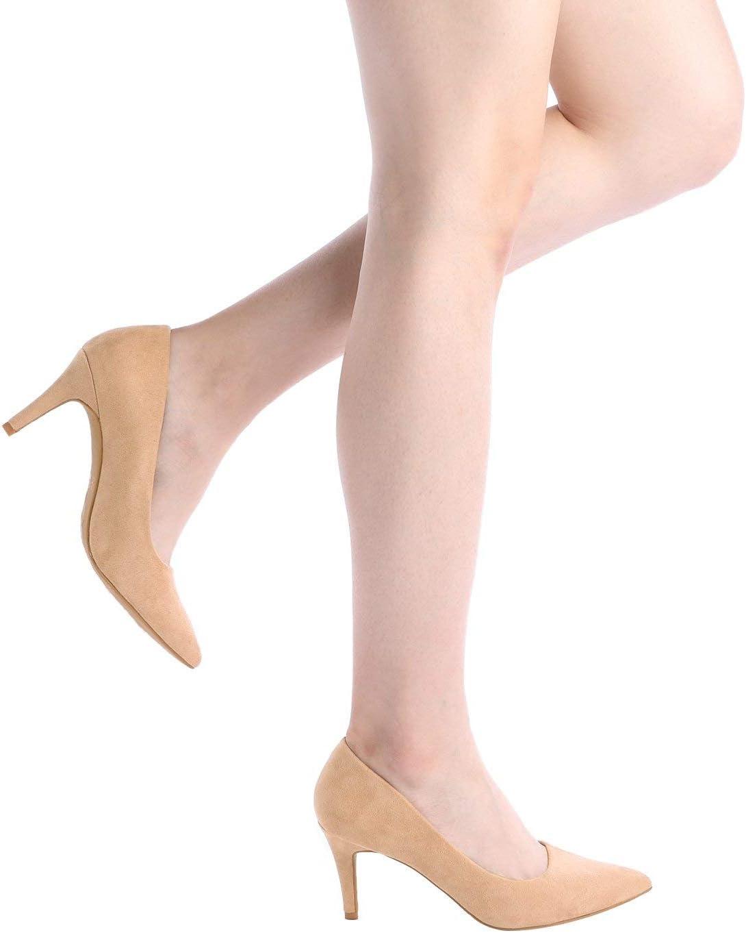 imageDREAM PAIRS Womens High Stiletto Heels Closed Pointed Toe Dress Pumps Shoes for Wedding Work Office Business 3 InchesNudeSuede