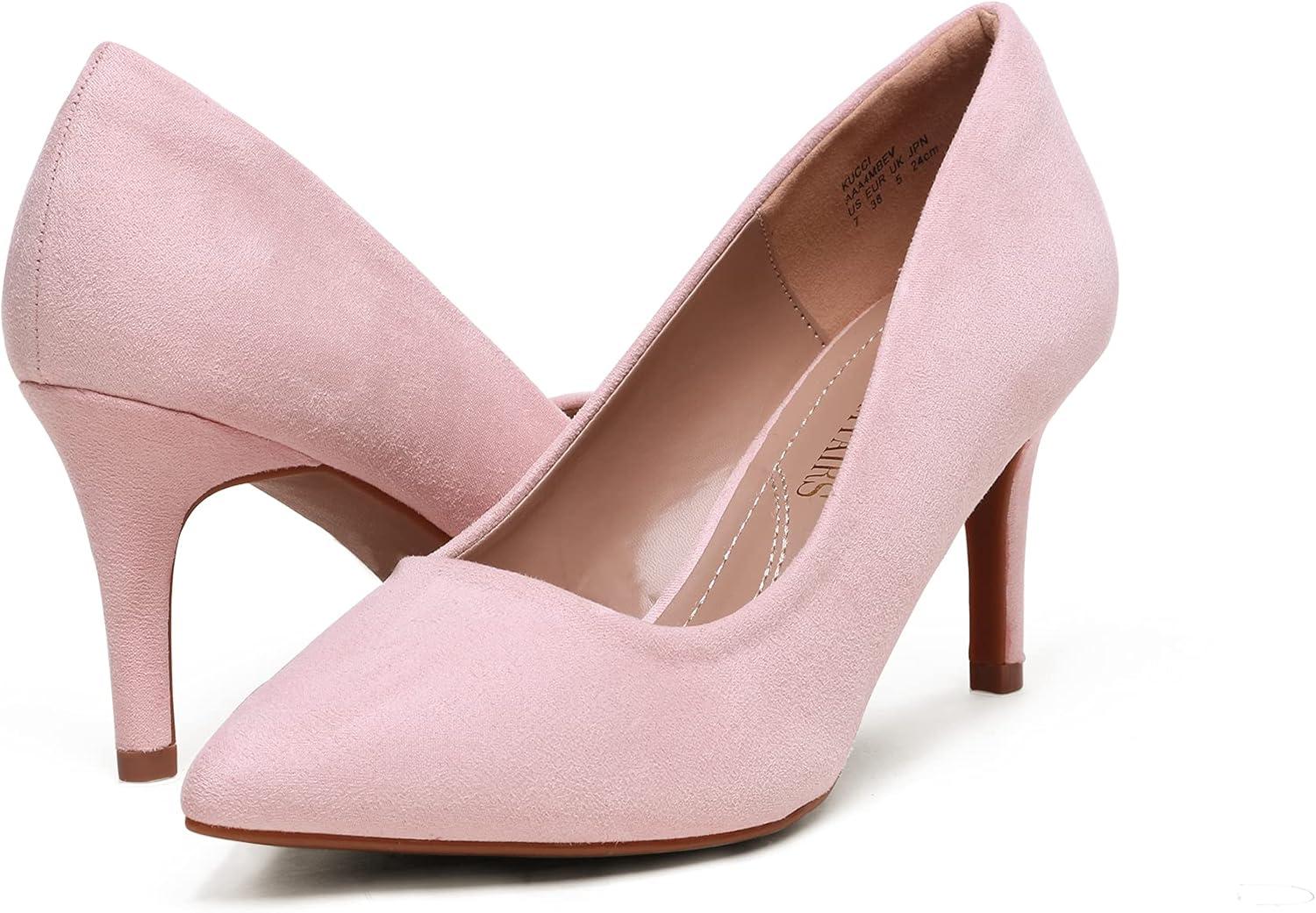 imageDREAM PAIRS Womens High Stiletto Heels Closed Pointed Toe Dress Pumps Shoes for Wedding Work Office Business 3 InchesPink