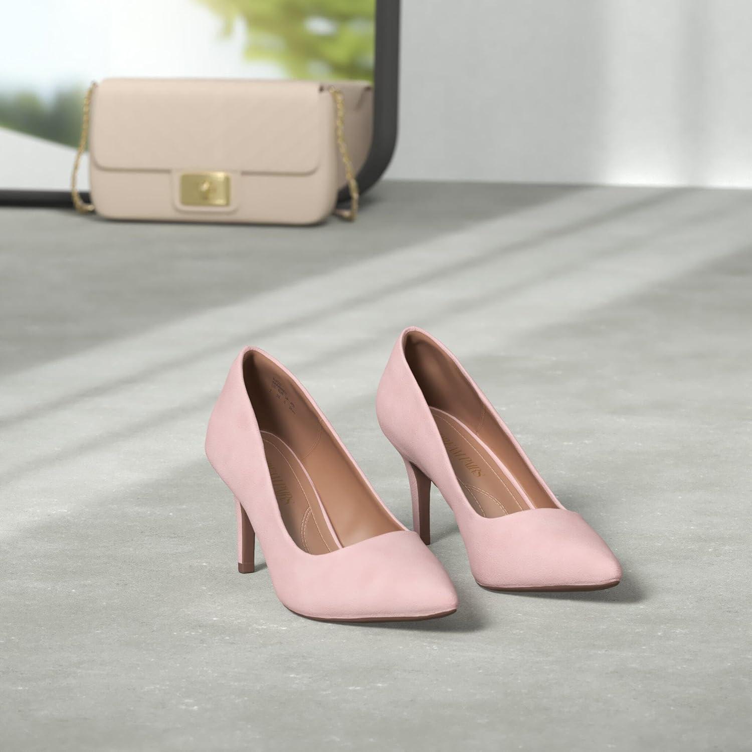 imageDREAM PAIRS Womens High Stiletto Heels Closed Pointed Toe Dress Pumps Shoes for Wedding Work Office Business 3 InchesPink