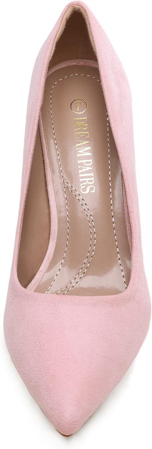 imageDREAM PAIRS Womens High Stiletto Heels Closed Pointed Toe Dress Pumps Shoes for Wedding Work Office Business 3 InchesPink