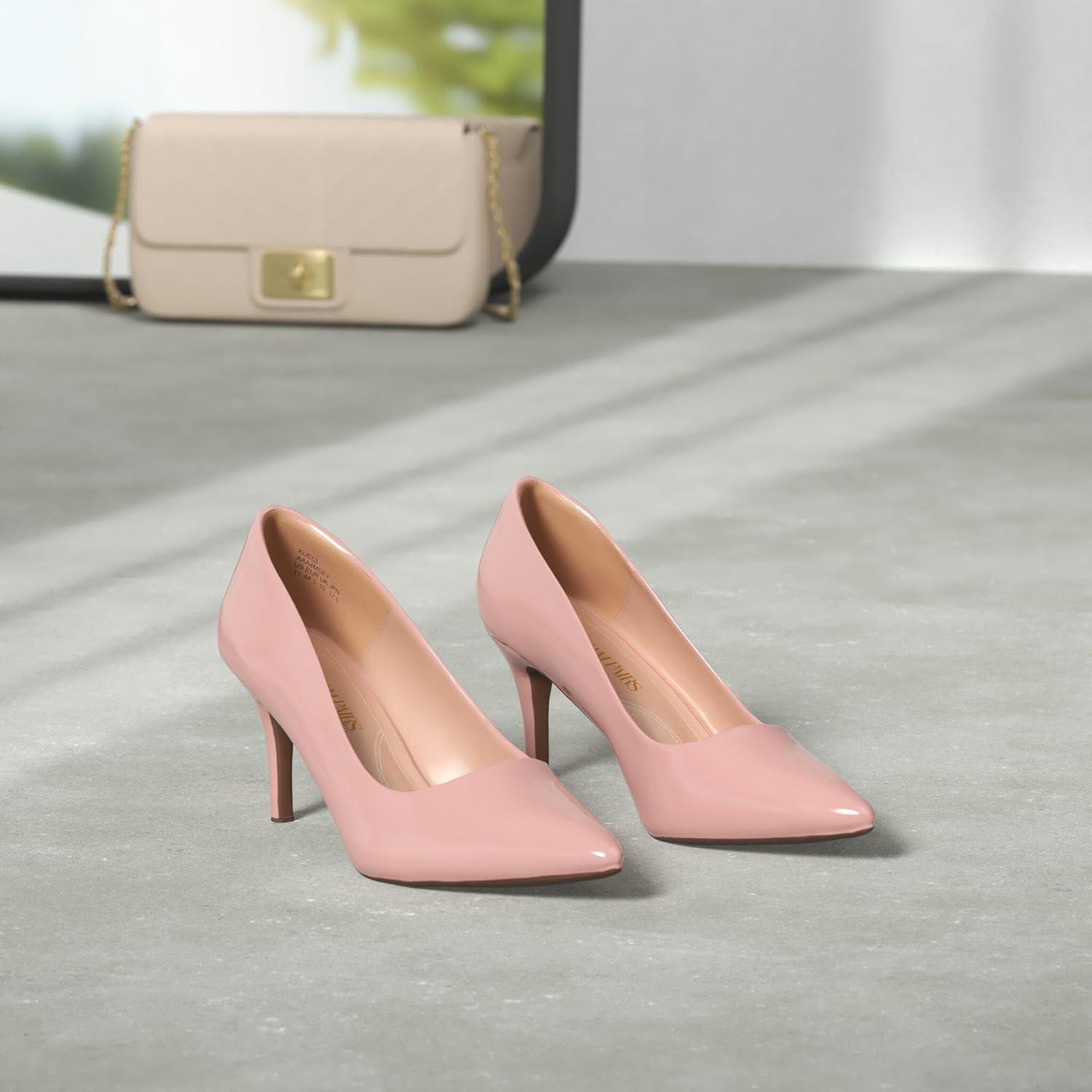 imageDREAM PAIRS Womens High Stiletto Heels Closed Pointed Toe Dress Pumps Shoes for Wedding Work Office Business 3 InchesPinkpat