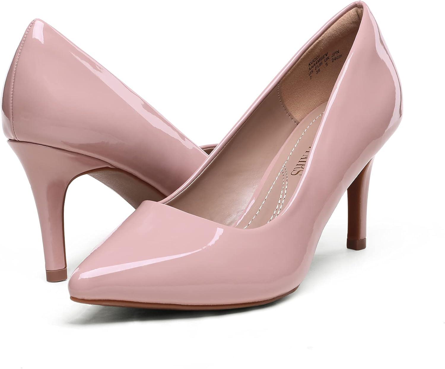 imageDREAM PAIRS Womens High Stiletto Heels Closed Pointed Toe Dress Pumps Shoes for Wedding Work Office Business 3 InchesPinkpat