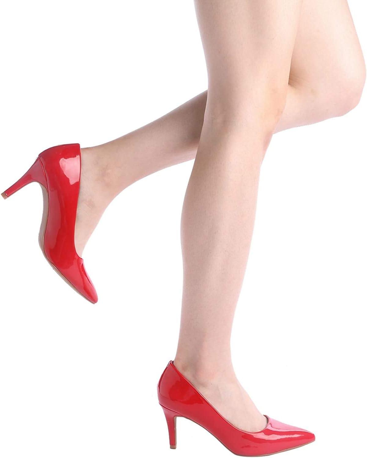 imageDREAM PAIRS Womens High Stiletto Heels Closed Pointed Toe Dress Pumps Shoes for Wedding Work Office Business 3 InchesRedPat