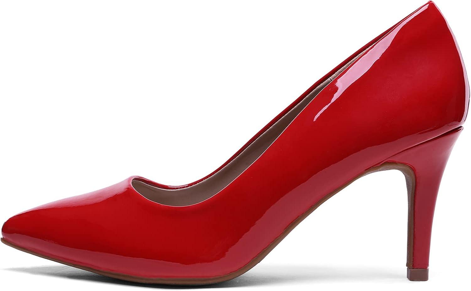 imageDREAM PAIRS Womens High Stiletto Heels Closed Pointed Toe Dress Pumps Shoes for Wedding Work Office Business 3 InchesRedPat