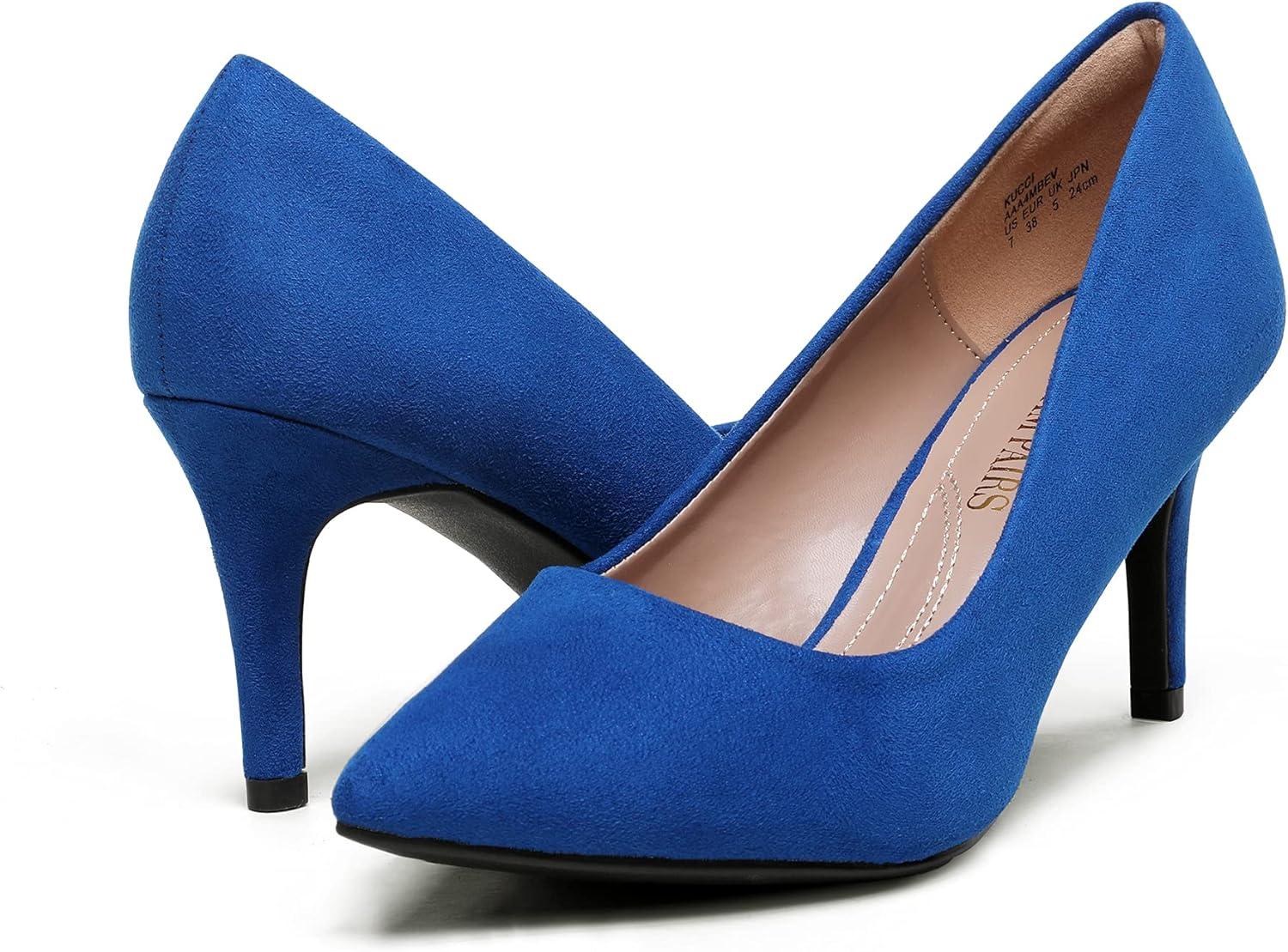 imageDREAM PAIRS Womens High Stiletto Heels Closed Pointed Toe Dress Pumps Shoes for Wedding Work Office Business 3 InchesRoyalBlue