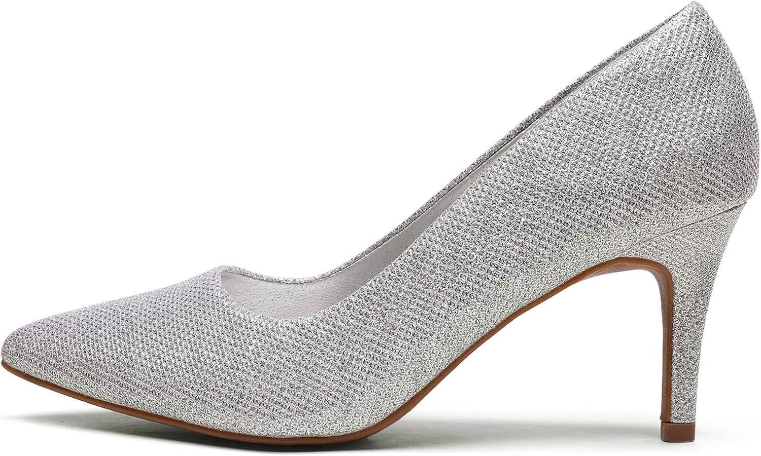 imageDREAM PAIRS Womens High Stiletto Heels Closed Pointed Toe Dress Pumps Shoes for Wedding Work Office Business 3 InchesSilverGlitter