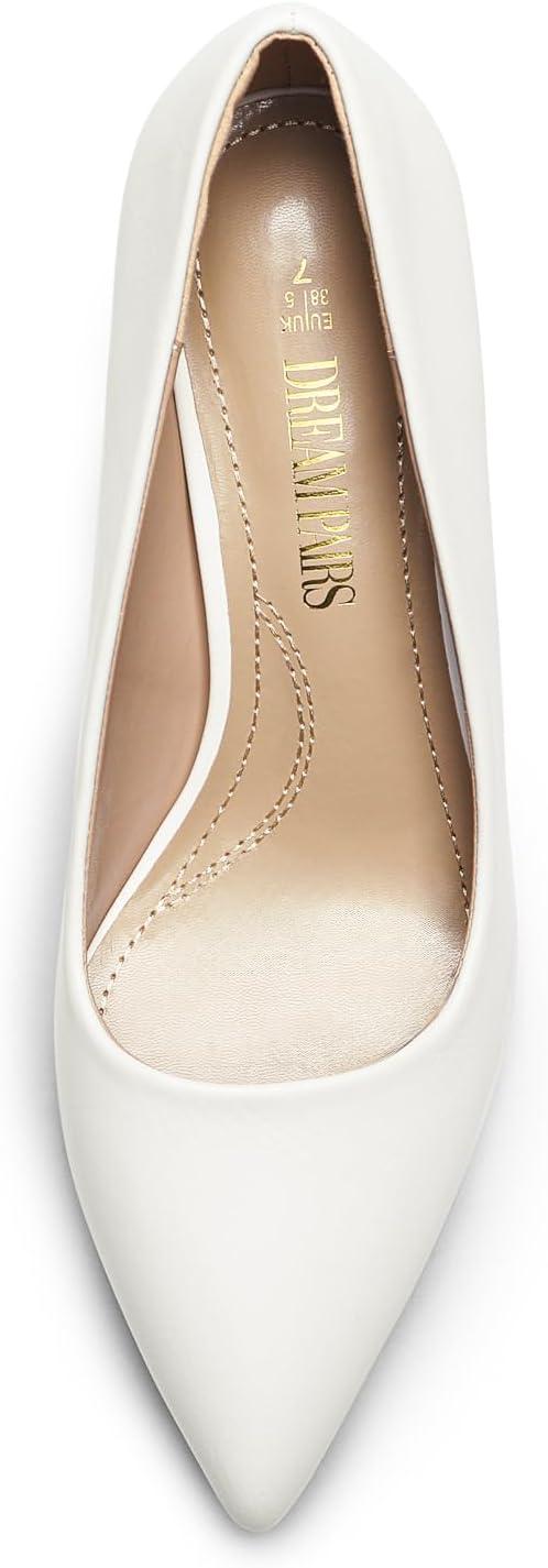 imageDREAM PAIRS Womens High Stiletto Heels Closed Pointed Toe Dress Pumps Shoes for Wedding Work Office Business 3 InchesWhitepu