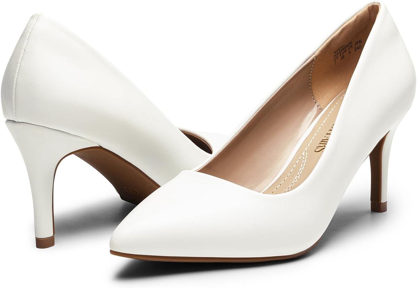 imageDREAM PAIRS Womens High Stiletto Heels Closed Pointed Toe Dress Pumps Shoes for Wedding Work Office Business 3 InchesWhitepu