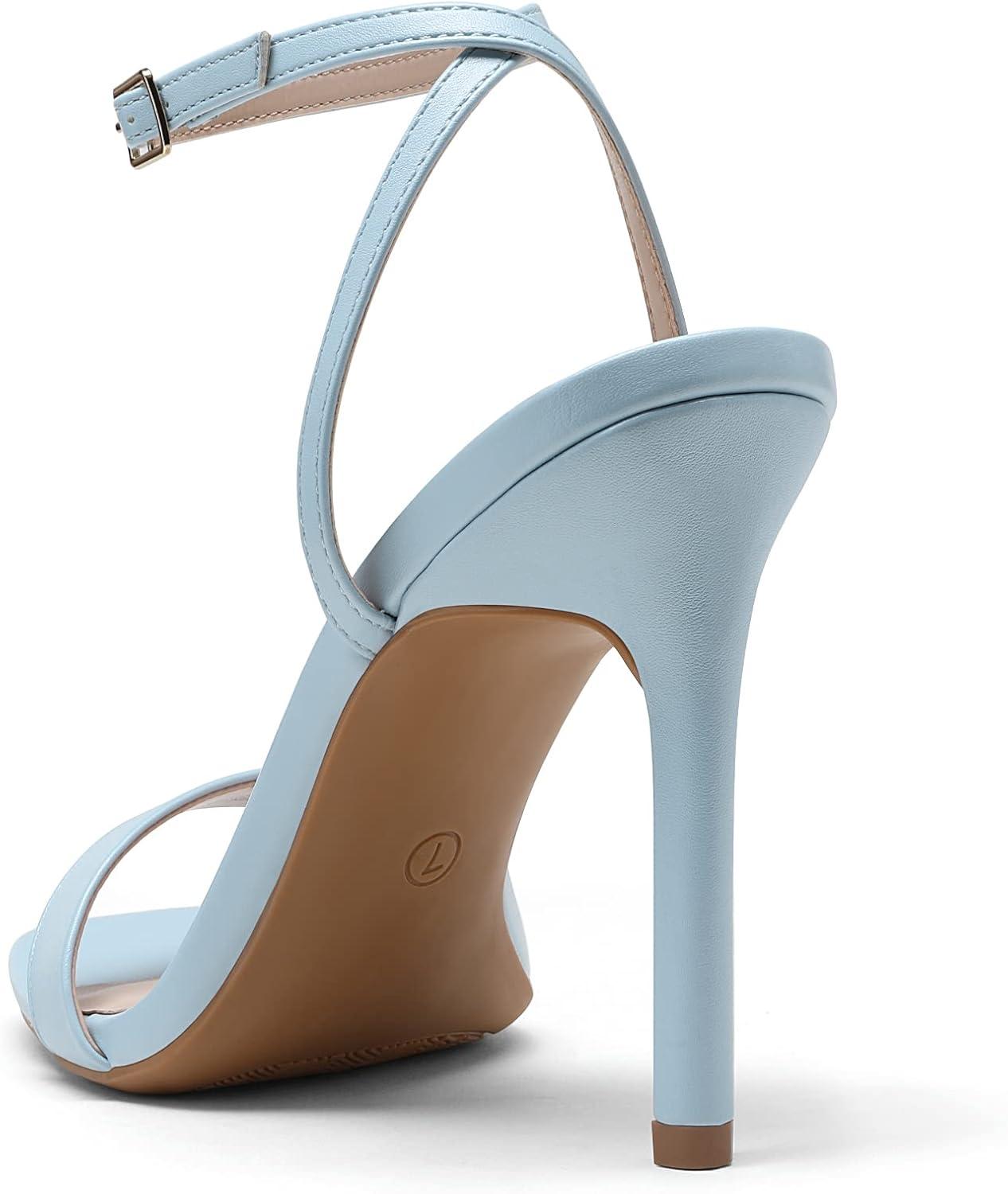 imageDREAM PAIRS Womens High Stilettos Open Square Toe Ankle Strap Heels Sexy Comfort Strappy Dress Shoes Wedding Bridal Pumps SandalsBabyBlue