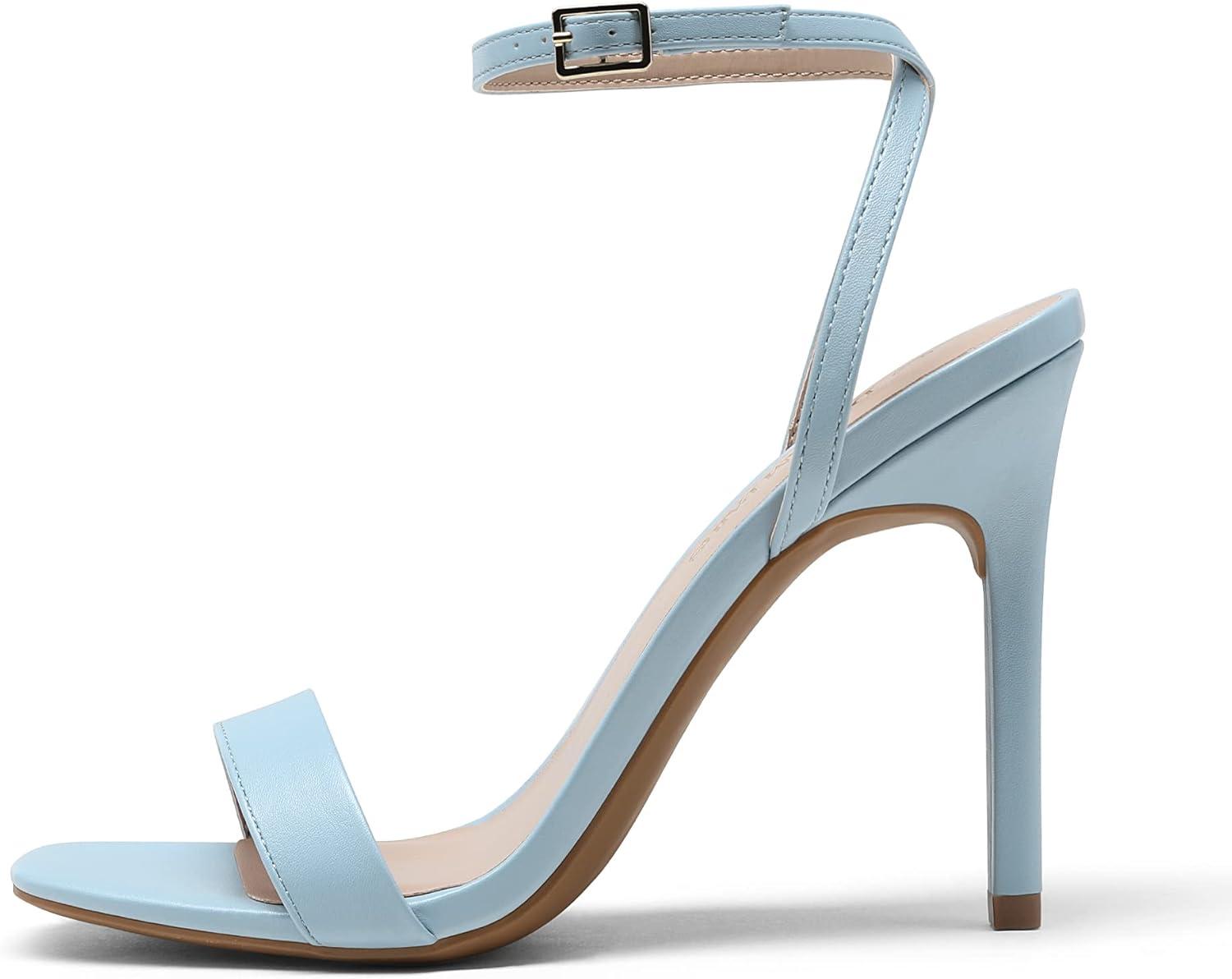 imageDREAM PAIRS Womens High Stilettos Open Square Toe Ankle Strap Heels Sexy Comfort Strappy Dress Shoes Wedding Bridal Pumps SandalsBabyBlue