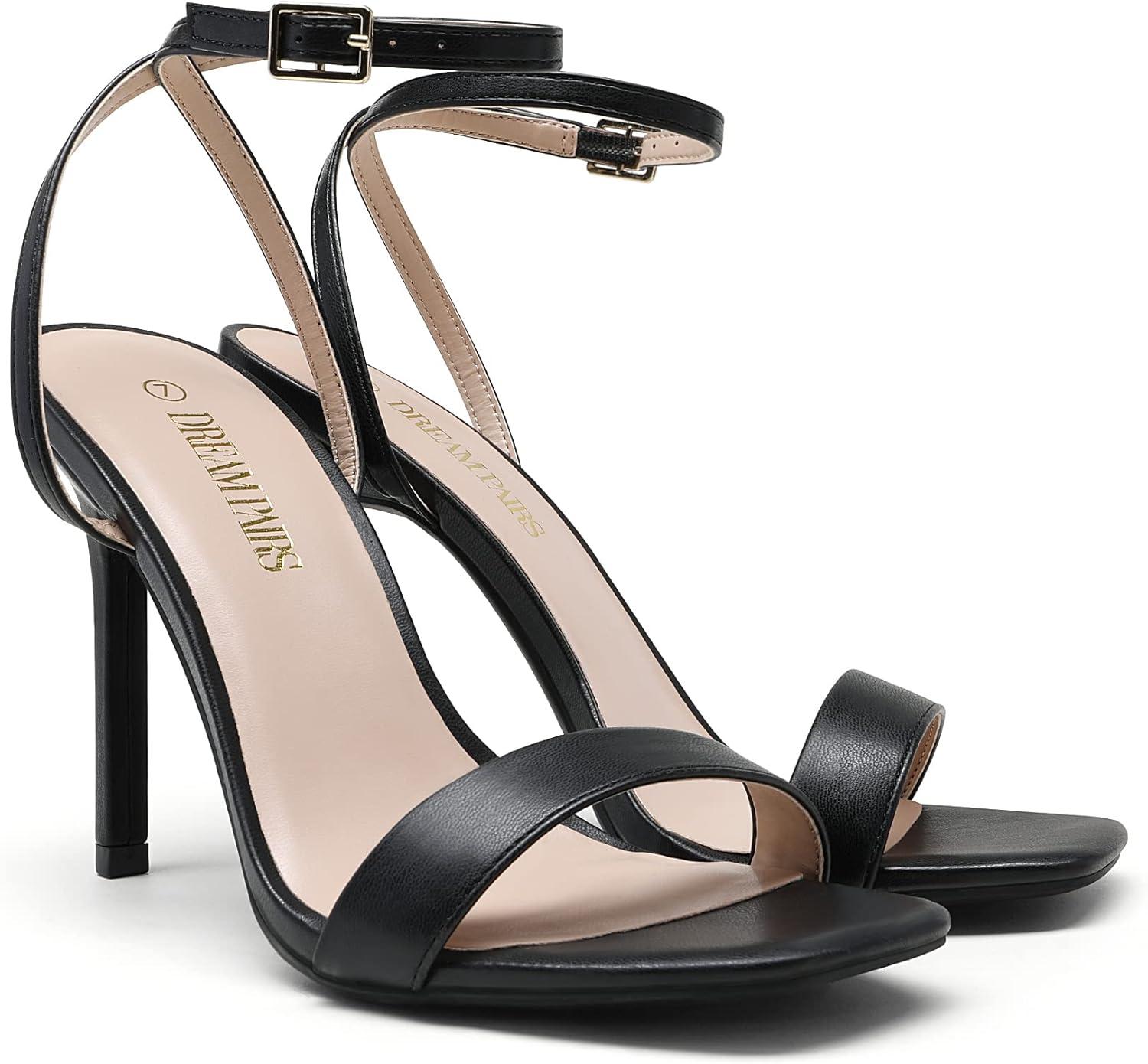 imageDREAM PAIRS Womens High Stilettos Open Square Toe Ankle Strap Heels Sexy Comfort Strappy Dress Shoes Wedding Bridal Pumps SandalsBlack