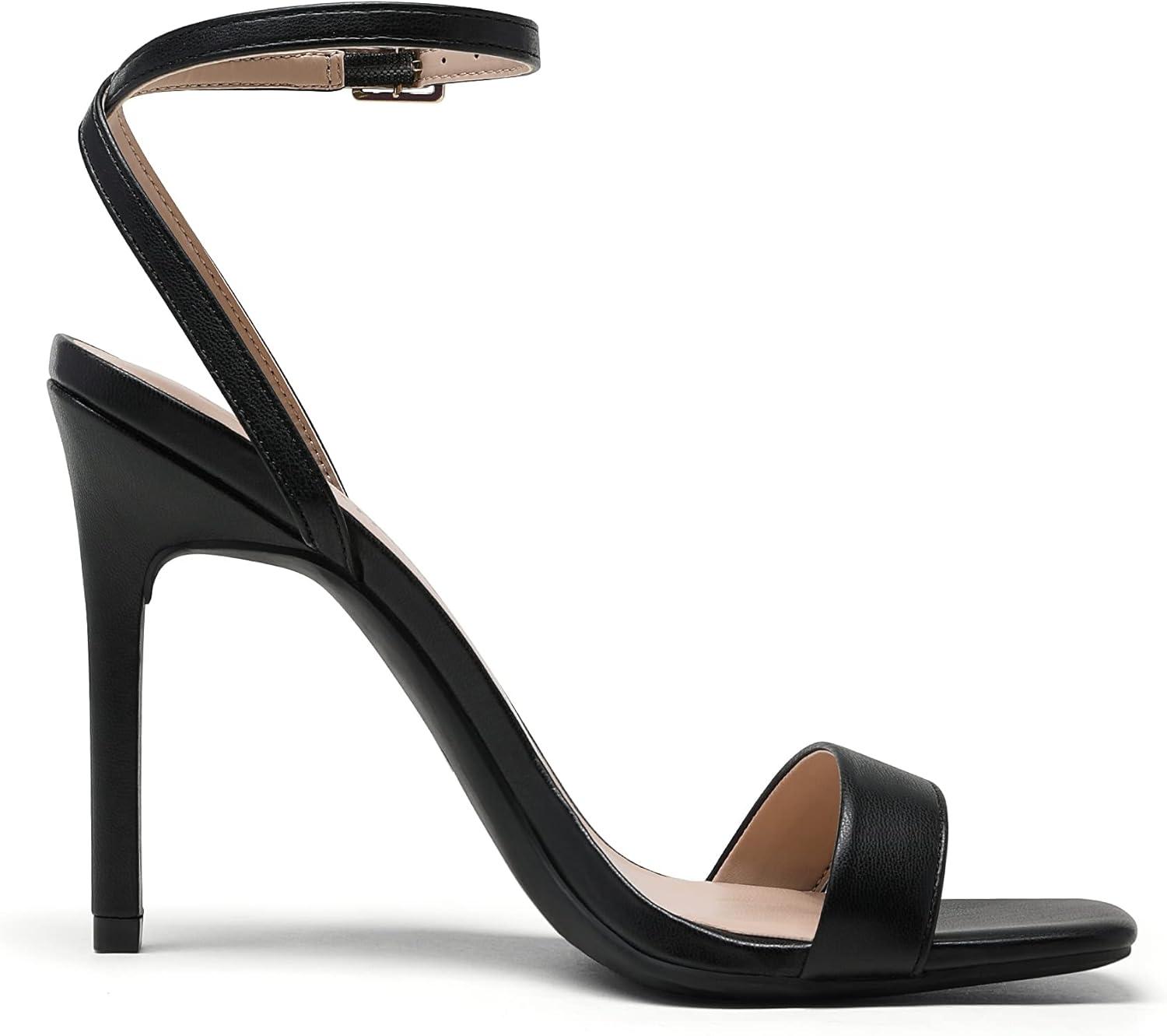 imageDREAM PAIRS Womens High Stilettos Open Square Toe Ankle Strap Heels Sexy Comfort Strappy Dress Shoes Wedding Bridal Pumps SandalsBlack