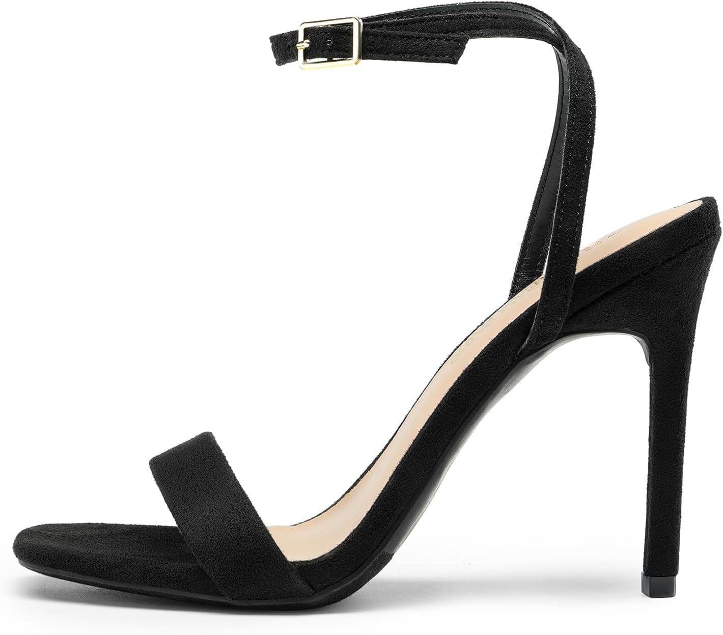 imageDREAM PAIRS Womens High Stilettos Open Square Toe Ankle Strap Heels Sexy Comfort Strappy Dress Shoes Wedding Bridal Pumps SandalsBlacksuede