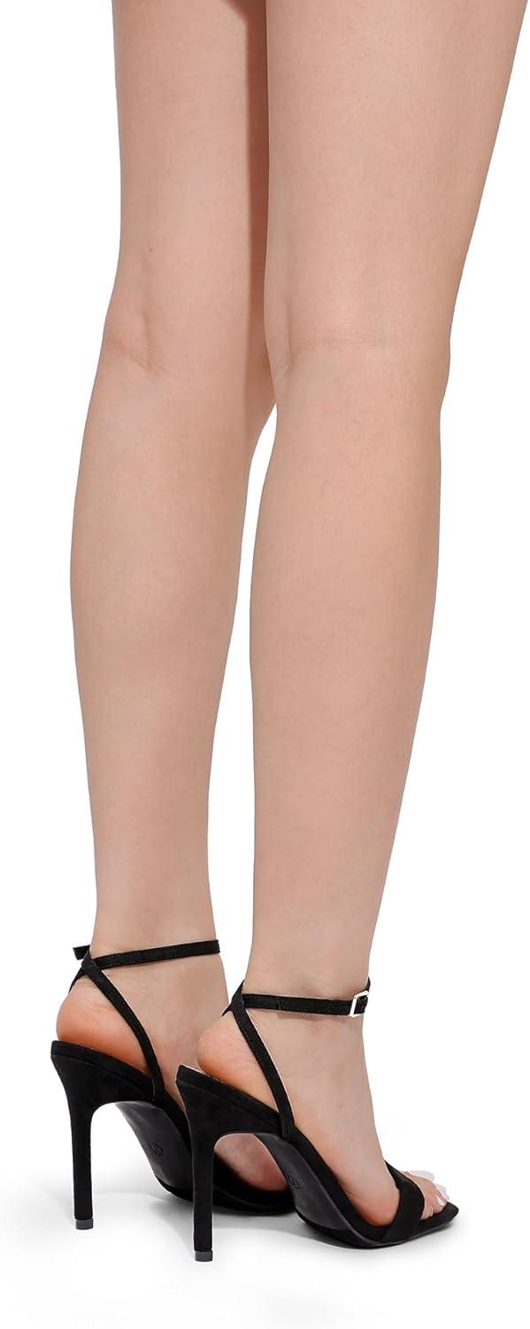 imageDREAM PAIRS Womens High Stilettos Open Square Toe Ankle Strap Heels Sexy Comfort Strappy Dress Shoes Wedding Bridal Pumps SandalsBlacksuede