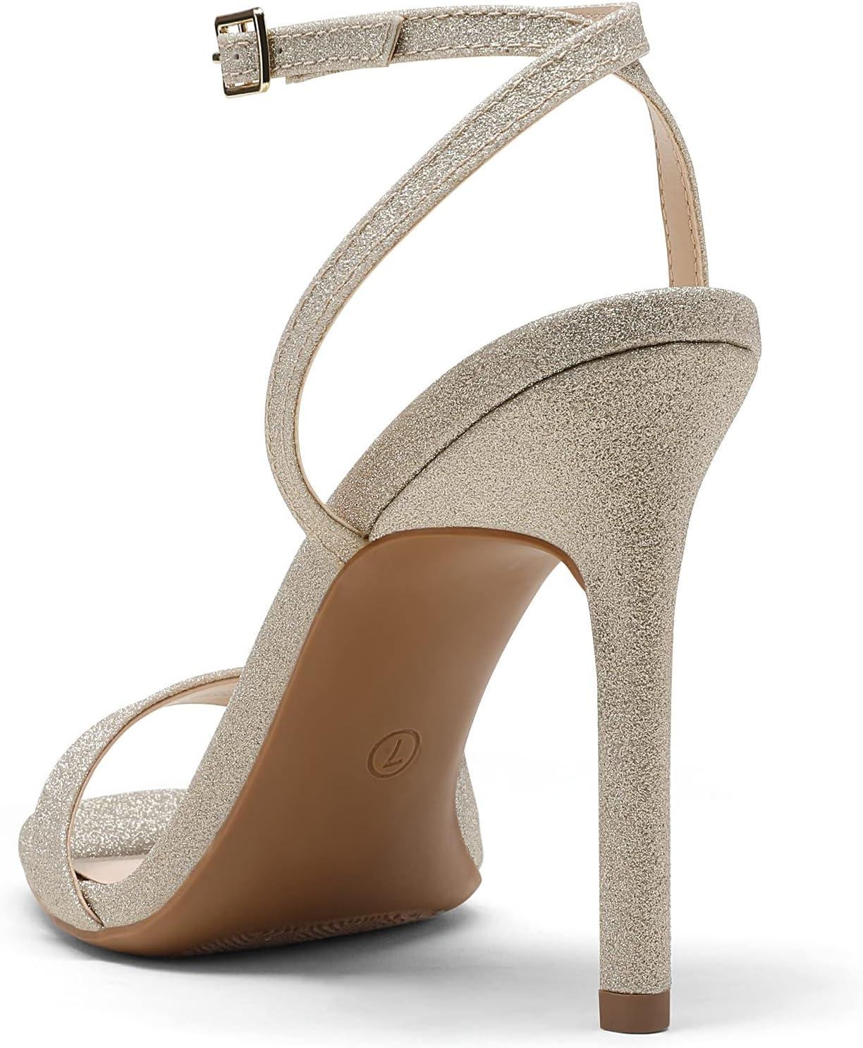 imageDREAM PAIRS Womens High Stilettos Open Square Toe Ankle Strap Heels Sexy Comfort Strappy Dress Shoes Wedding Bridal Pumps SandalsGold