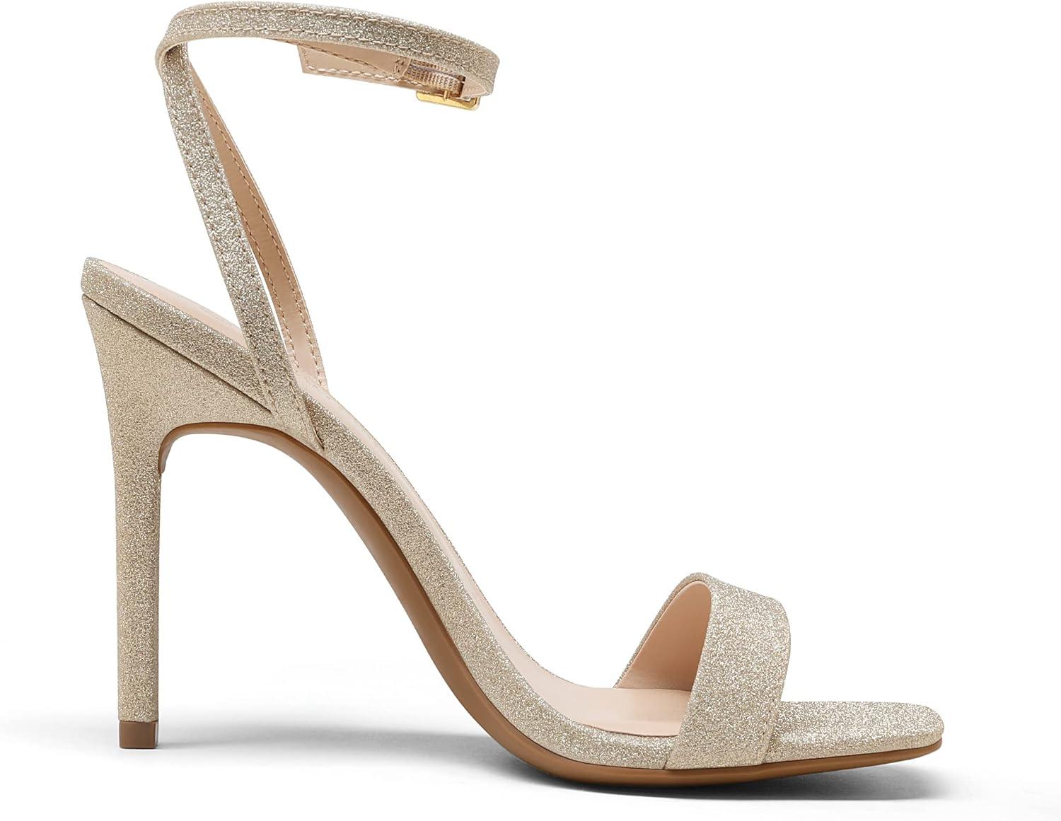imageDREAM PAIRS Womens High Stilettos Open Square Toe Ankle Strap Heels Sexy Comfort Strappy Dress Shoes Wedding Bridal Pumps SandalsGold