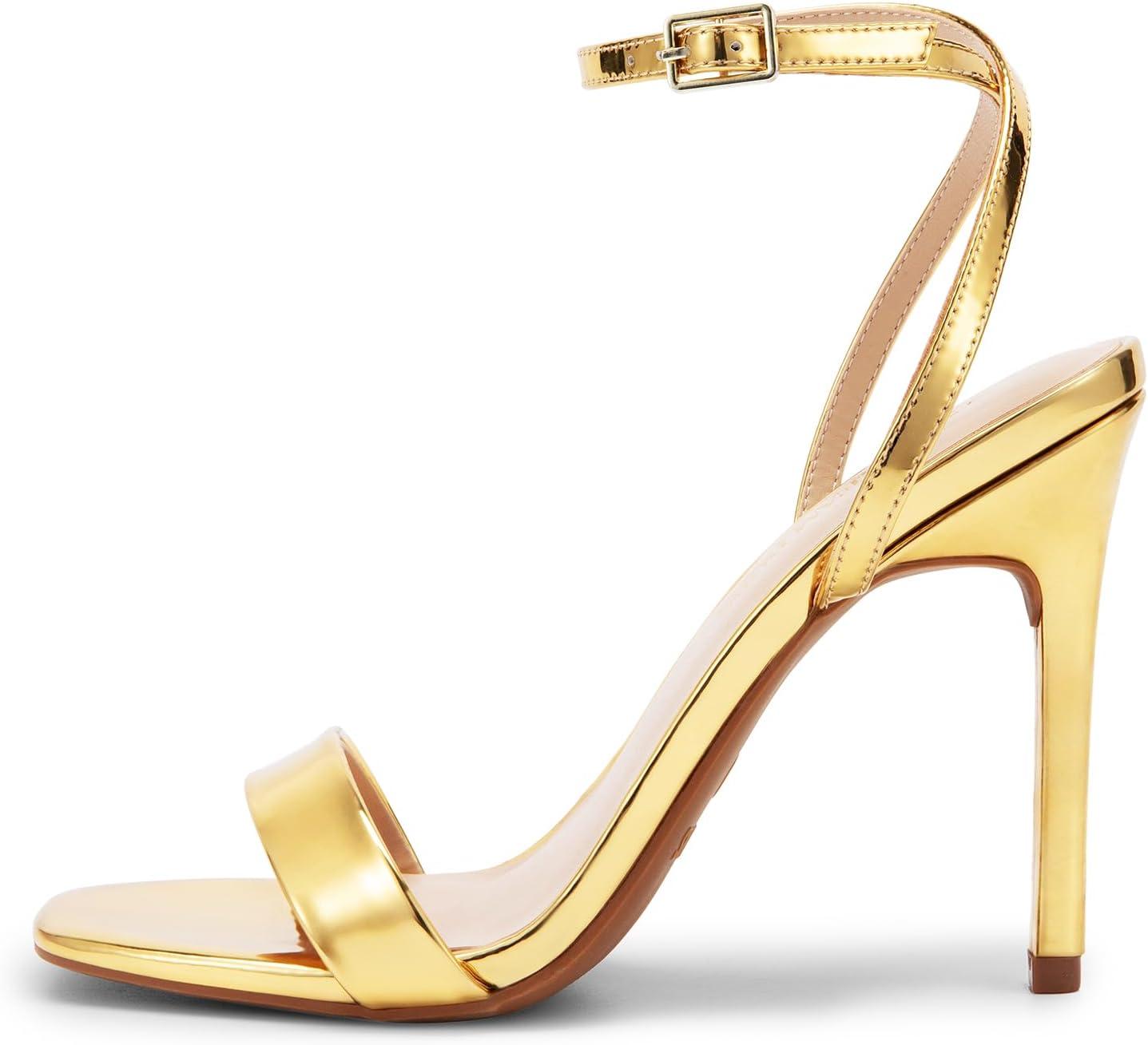 imageDREAM PAIRS Womens High Stilettos Open Square Toe Ankle Strap Heels Sexy Comfort Strappy Dress Shoes Wedding Bridal Pumps SandalsGoldpat