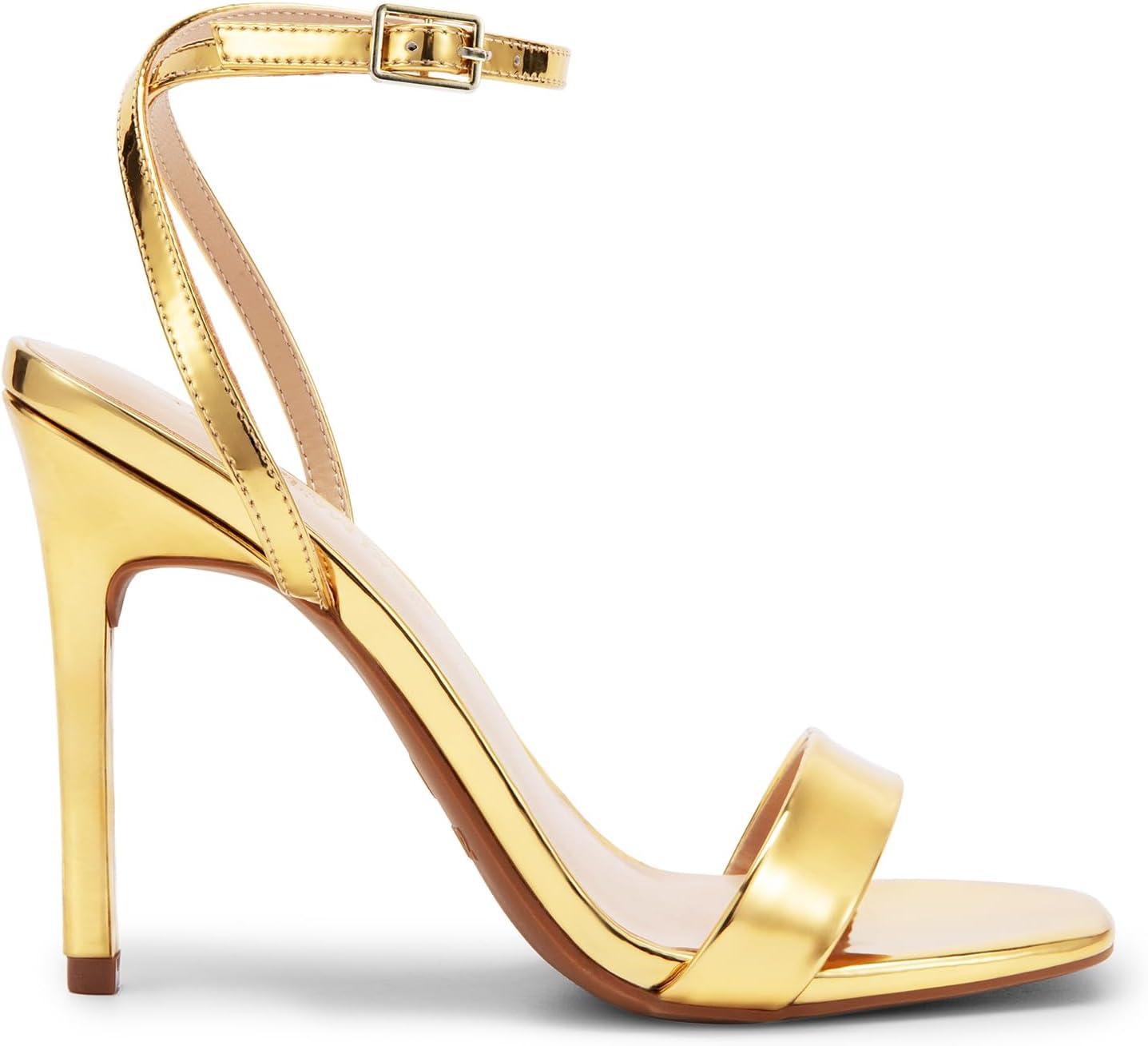 imageDREAM PAIRS Womens High Stilettos Open Square Toe Ankle Strap Heels Sexy Comfort Strappy Dress Shoes Wedding Bridal Pumps SandalsGoldpat