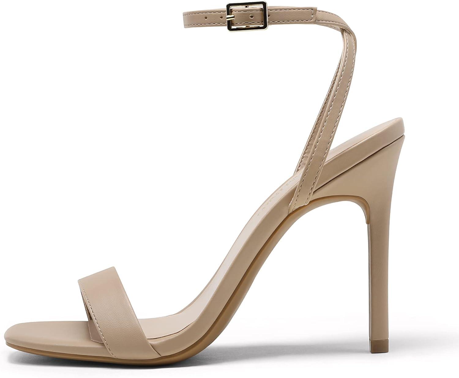 imageDREAM PAIRS Womens High Stilettos Open Square Toe Ankle Strap Heels Sexy Comfort Strappy Dress Shoes Wedding Bridal Pumps SandalsNude