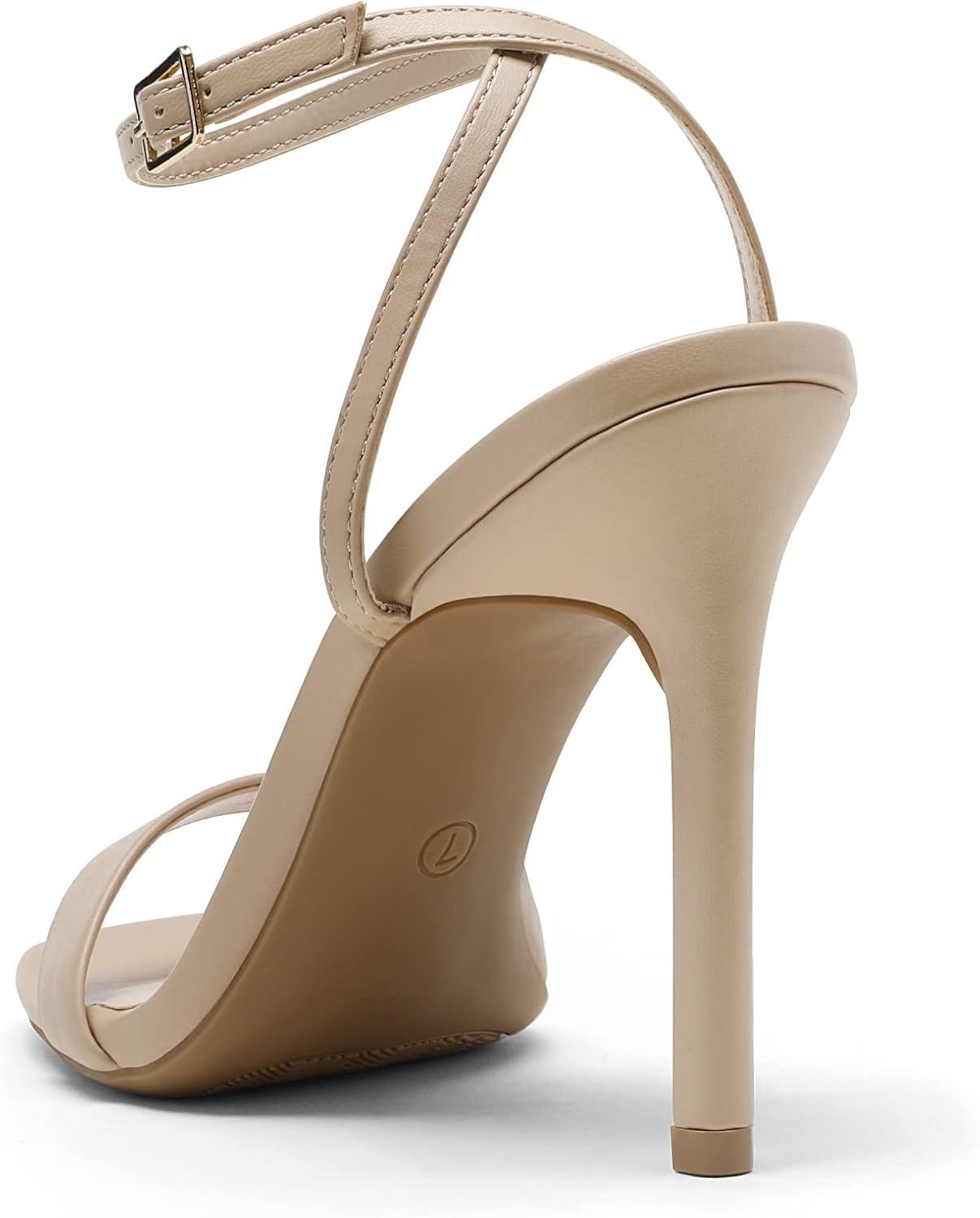 imageDREAM PAIRS Womens High Stilettos Open Square Toe Ankle Strap Heels Sexy Comfort Strappy Dress Shoes Wedding Bridal Pumps SandalsNude