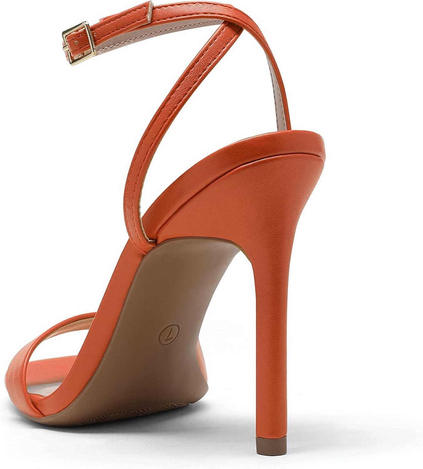 imageDREAM PAIRS Womens High Stilettos Open Square Toe Ankle Strap Heels Sexy Comfort Strappy Dress Shoes Wedding Bridal Pumps SandalsOrange