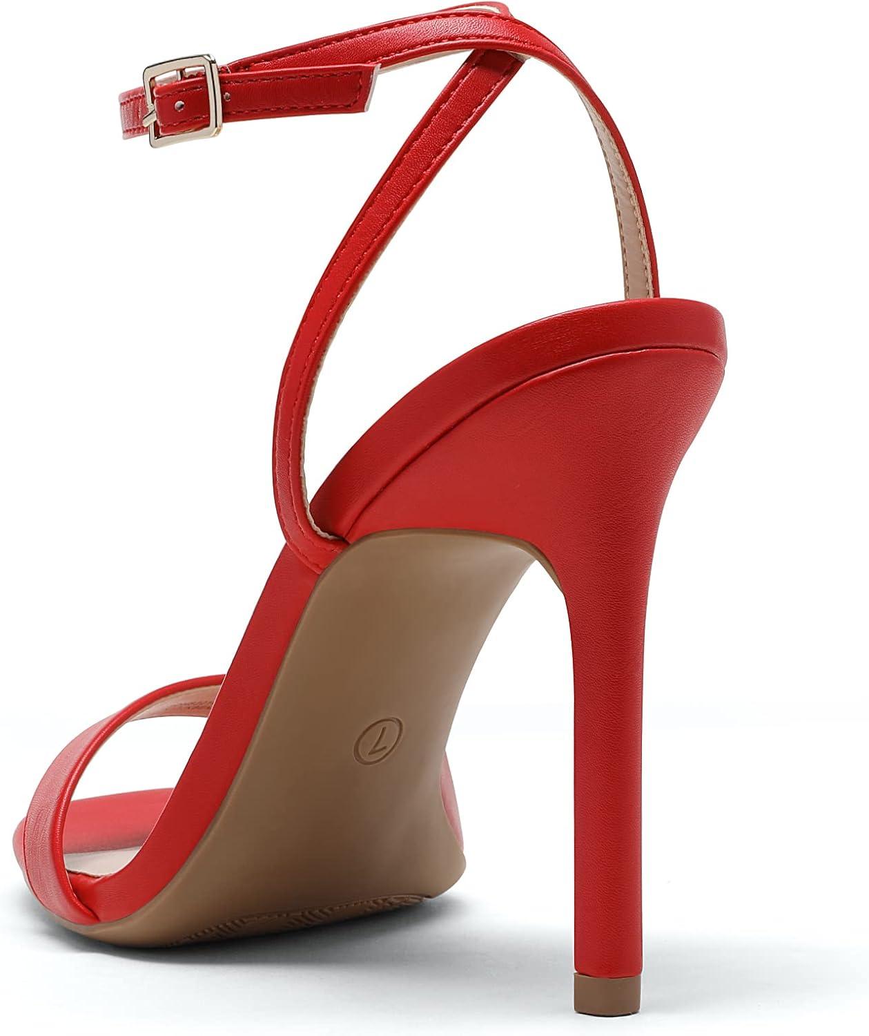 imageDREAM PAIRS Womens High Stilettos Open Square Toe Ankle Strap Heels Sexy Comfort Strappy Dress Shoes Wedding Bridal Pumps SandalsRed