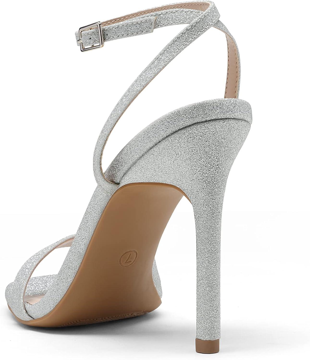 imageDREAM PAIRS Womens High Stilettos Open Square Toe Ankle Strap Heels Sexy Comfort Strappy Dress Shoes Wedding Bridal Pumps SandalsSilver