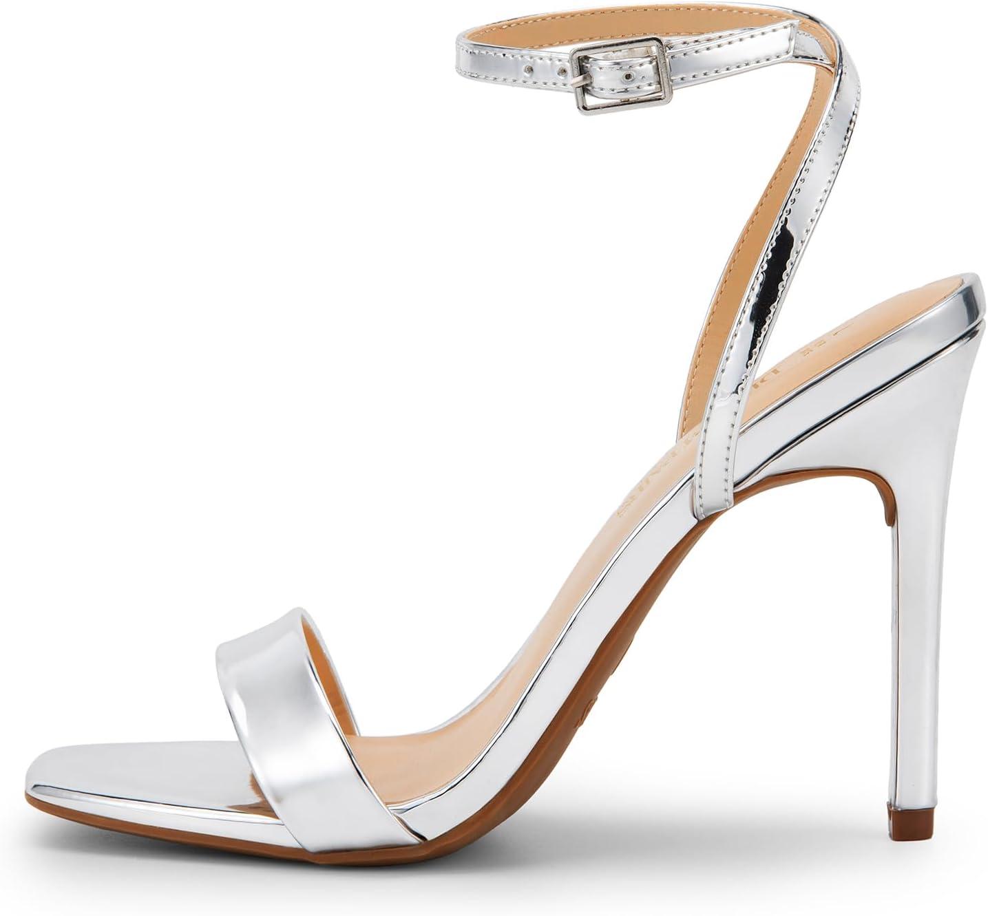 imageDREAM PAIRS Womens High Stilettos Open Square Toe Ankle Strap Heels Sexy Comfort Strappy Dress Shoes Wedding Bridal Pumps SandalsSilverpat