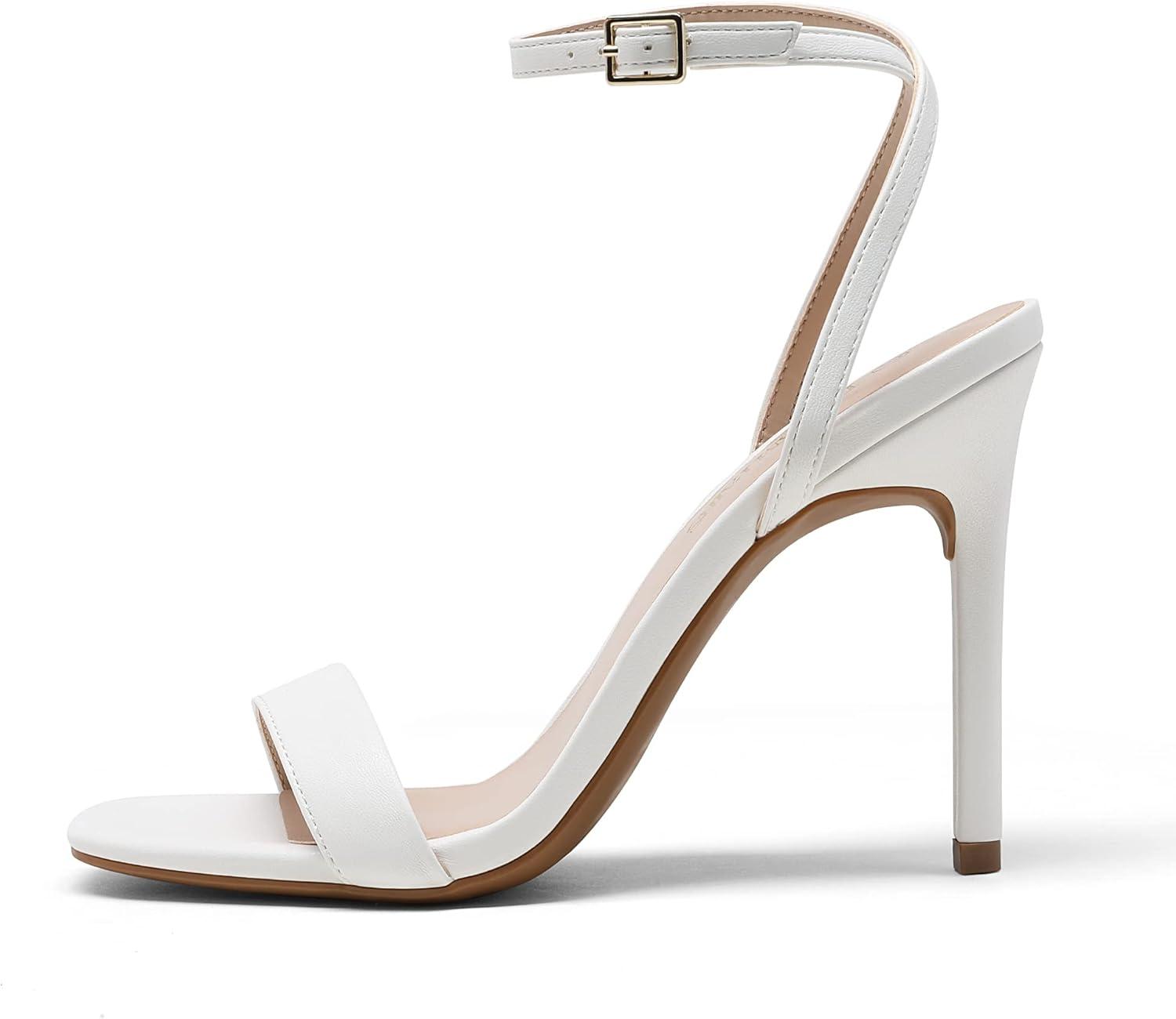imageDREAM PAIRS Womens High Stilettos Open Square Toe Ankle Strap Heels Sexy Comfort Strappy Dress Shoes Wedding Bridal Pumps SandalsWhite