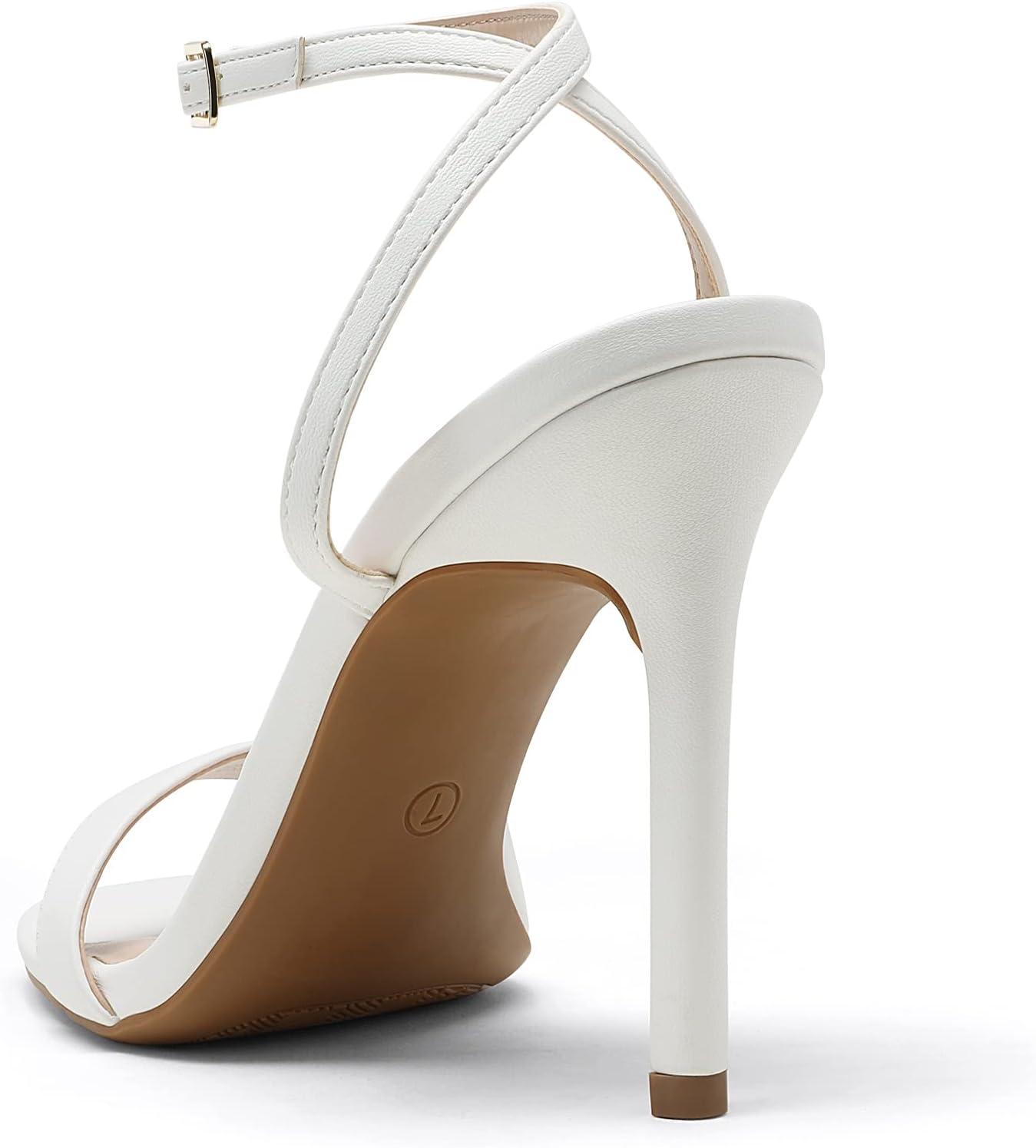 imageDREAM PAIRS Womens High Stilettos Open Square Toe Ankle Strap Heels Sexy Comfort Strappy Dress Shoes Wedding Bridal Pumps SandalsWhite