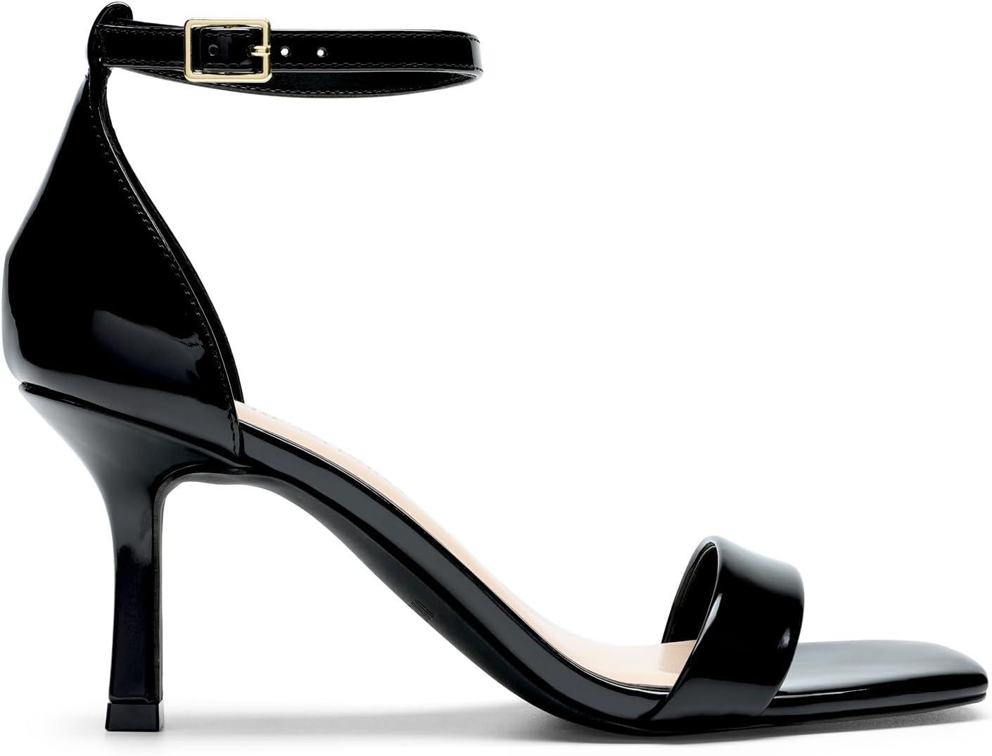 imageDREAM PAIRS Womens High Stilettos Open Square Toe Ankle Strap Heels Sexy Fashion Comfort Dress Shoes Wedding Bridal Pumps Heeled SandalsBlackpat