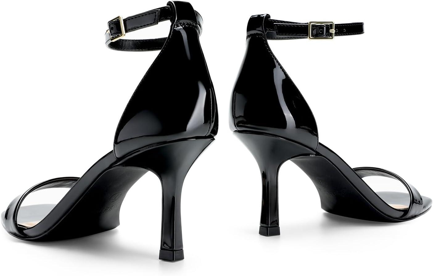 imageDREAM PAIRS Womens High Stilettos Open Square Toe Ankle Strap Heels Sexy Fashion Comfort Dress Shoes Wedding Bridal Pumps Heeled SandalsBlackpat