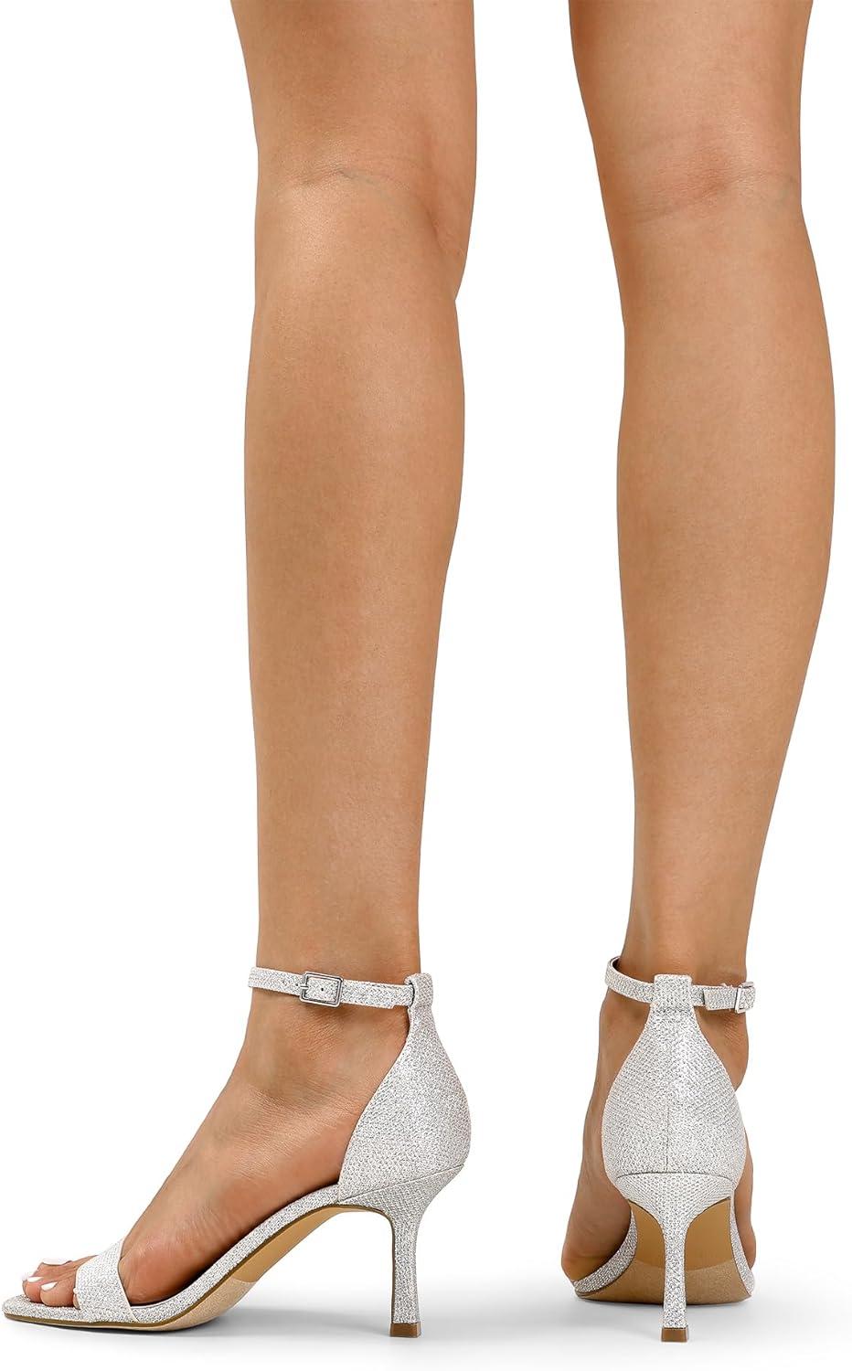 imageDREAM PAIRS Womens High Stilettos Open Square Toe Ankle Strap Heels Sexy Fashion Comfort Dress Shoes Wedding Bridal Pumps Heeled SandalsSilverglitter