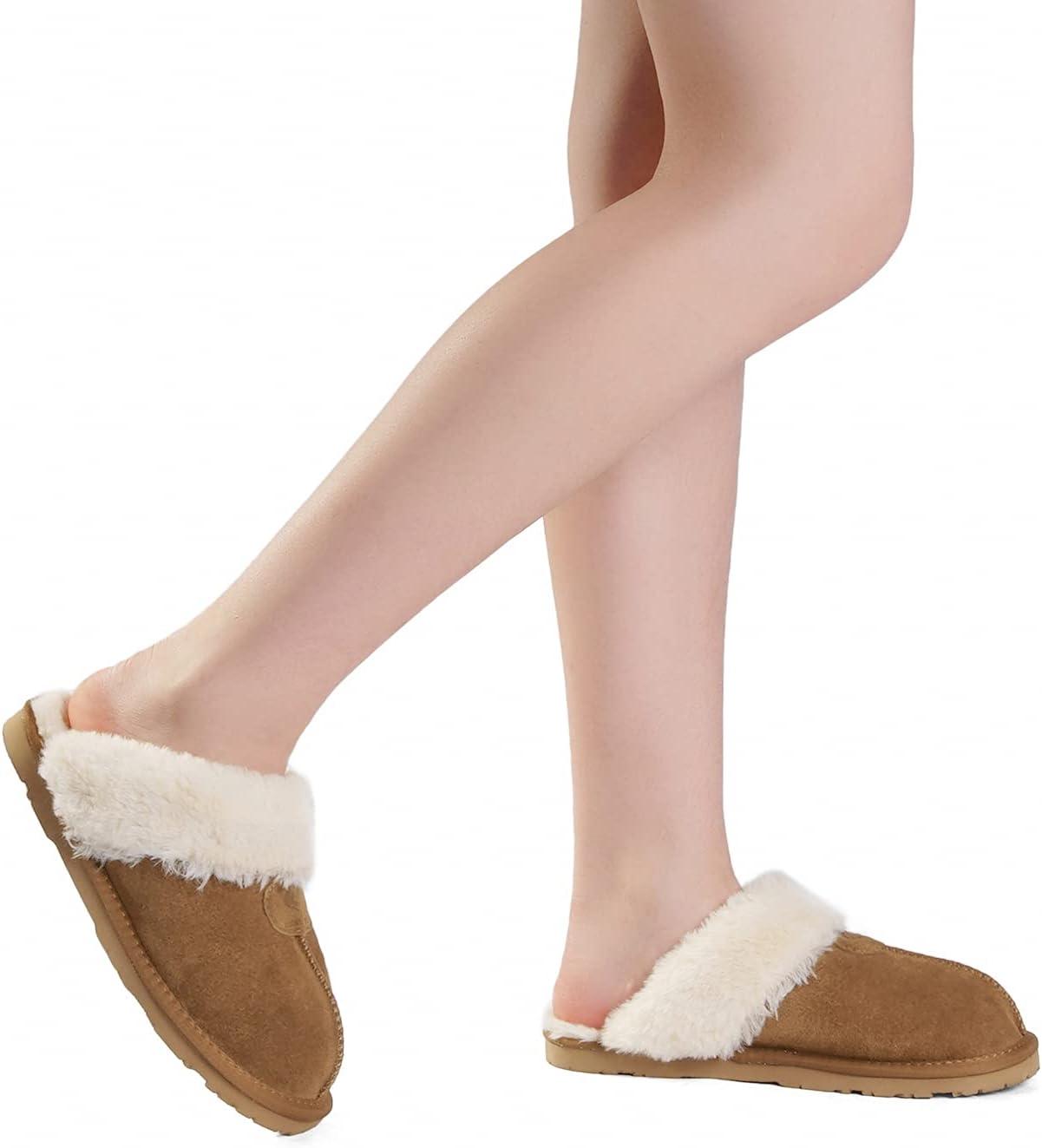 imageDREAM PAIRS Womens House Slippers Indoor Fuzzy Fluffy Furry Cozy Home Bedroom Comfy Winter Cute Warm Outdoor Shoes FuzzyEasyChesnut