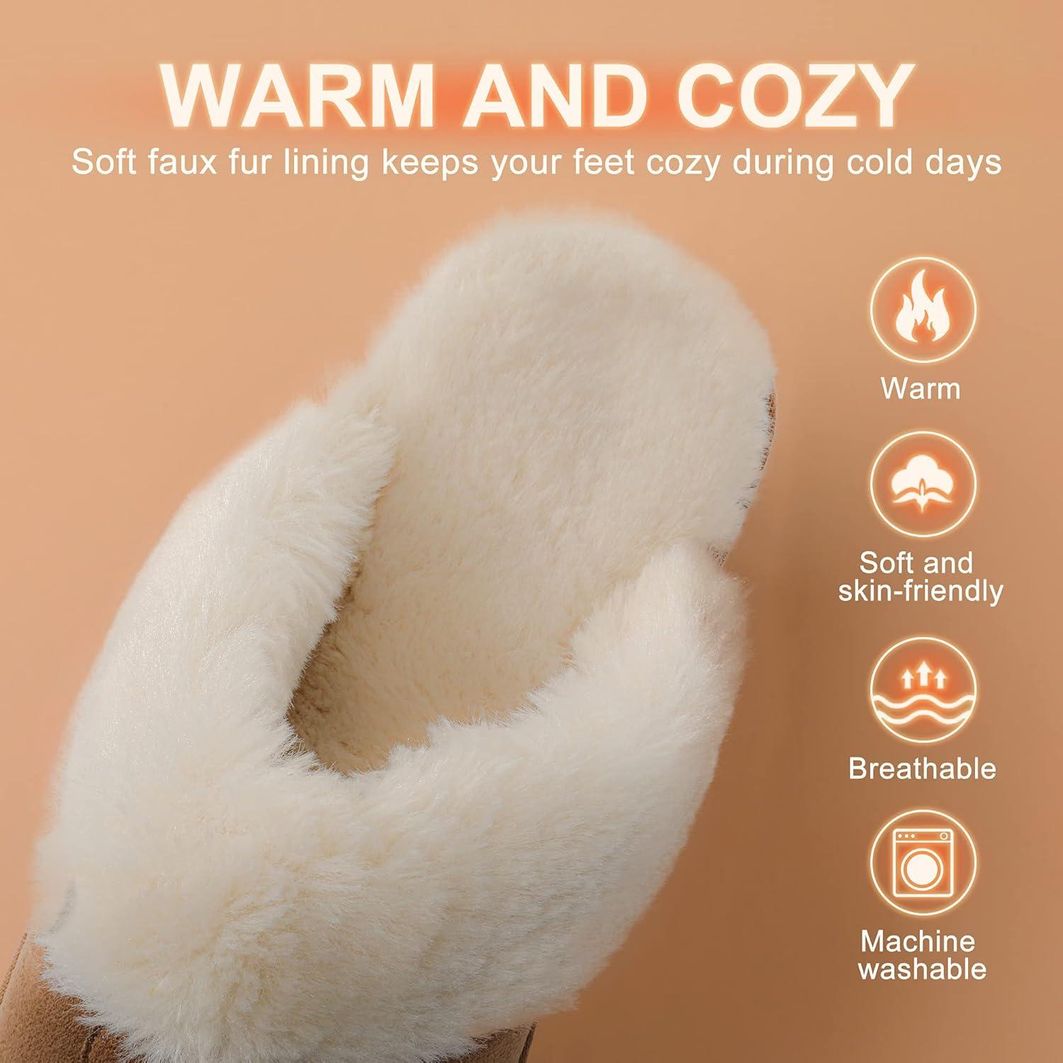 imageDREAM PAIRS Womens House Slippers Indoor Fuzzy Fluffy Furry Cozy Home Bedroom Comfy Winter Cute Warm Outdoor Shoes FuzzyEasyChesnut