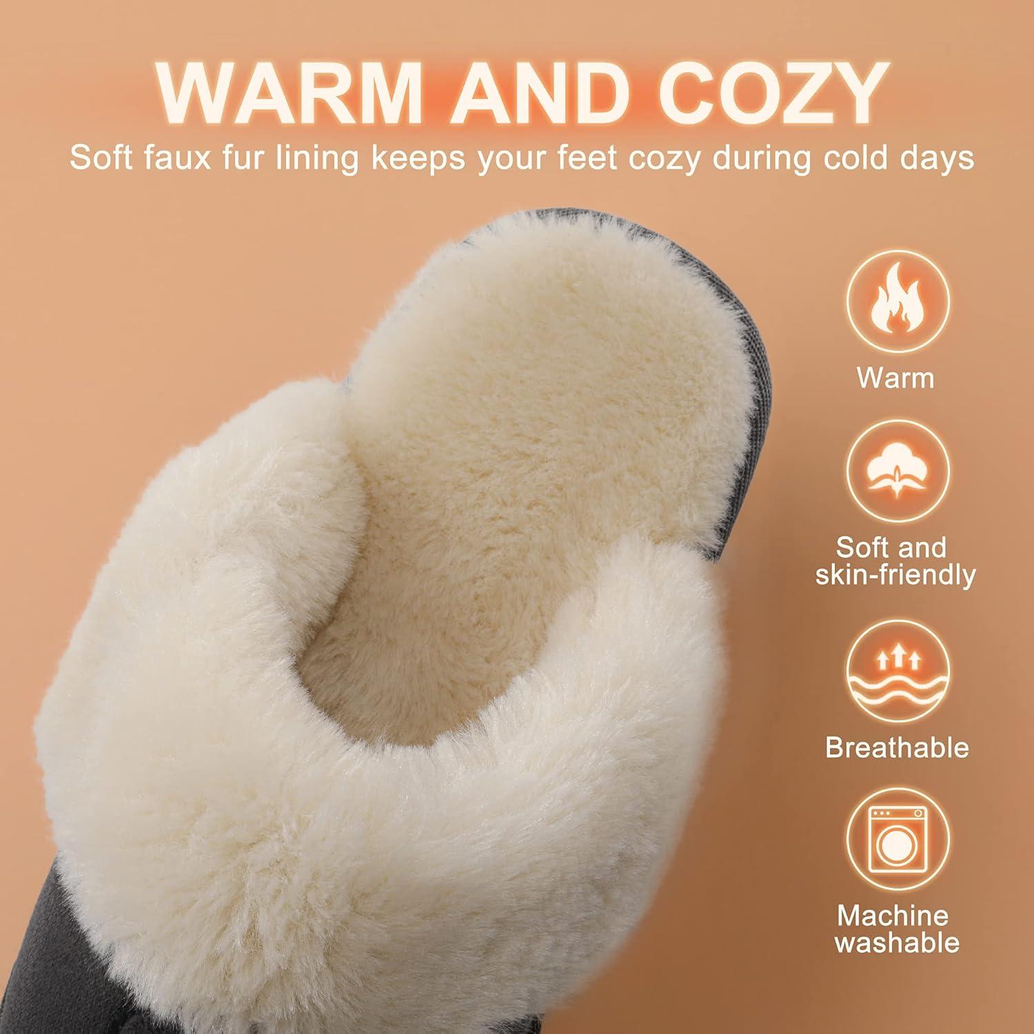 imageDREAM PAIRS Womens House Slippers Indoor Fuzzy Fluffy Furry Cozy Home Bedroom Comfy Winter Cute Warm Outdoor Shoes FuzzyEasyGrey